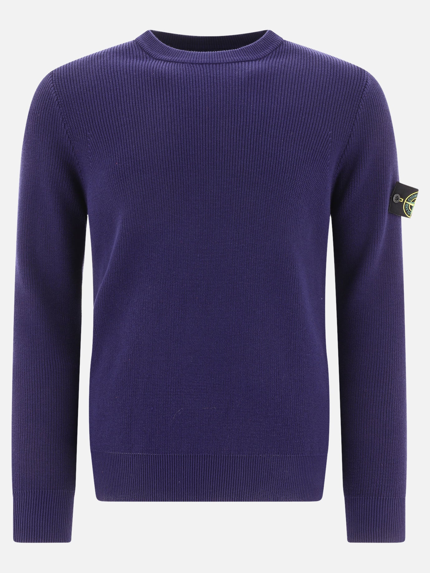 Stone Island "Compass" ribbed sweater Blue