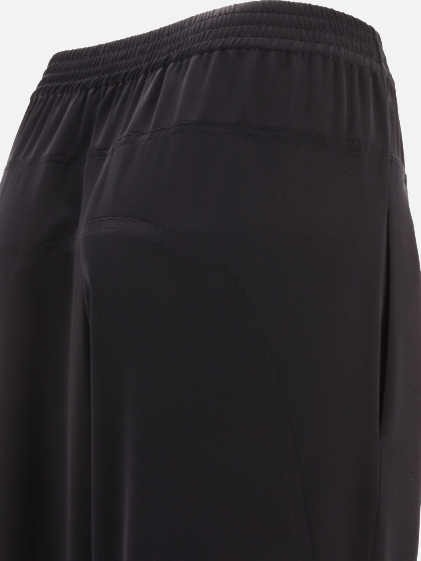 Elasticated trousers in crepe satin