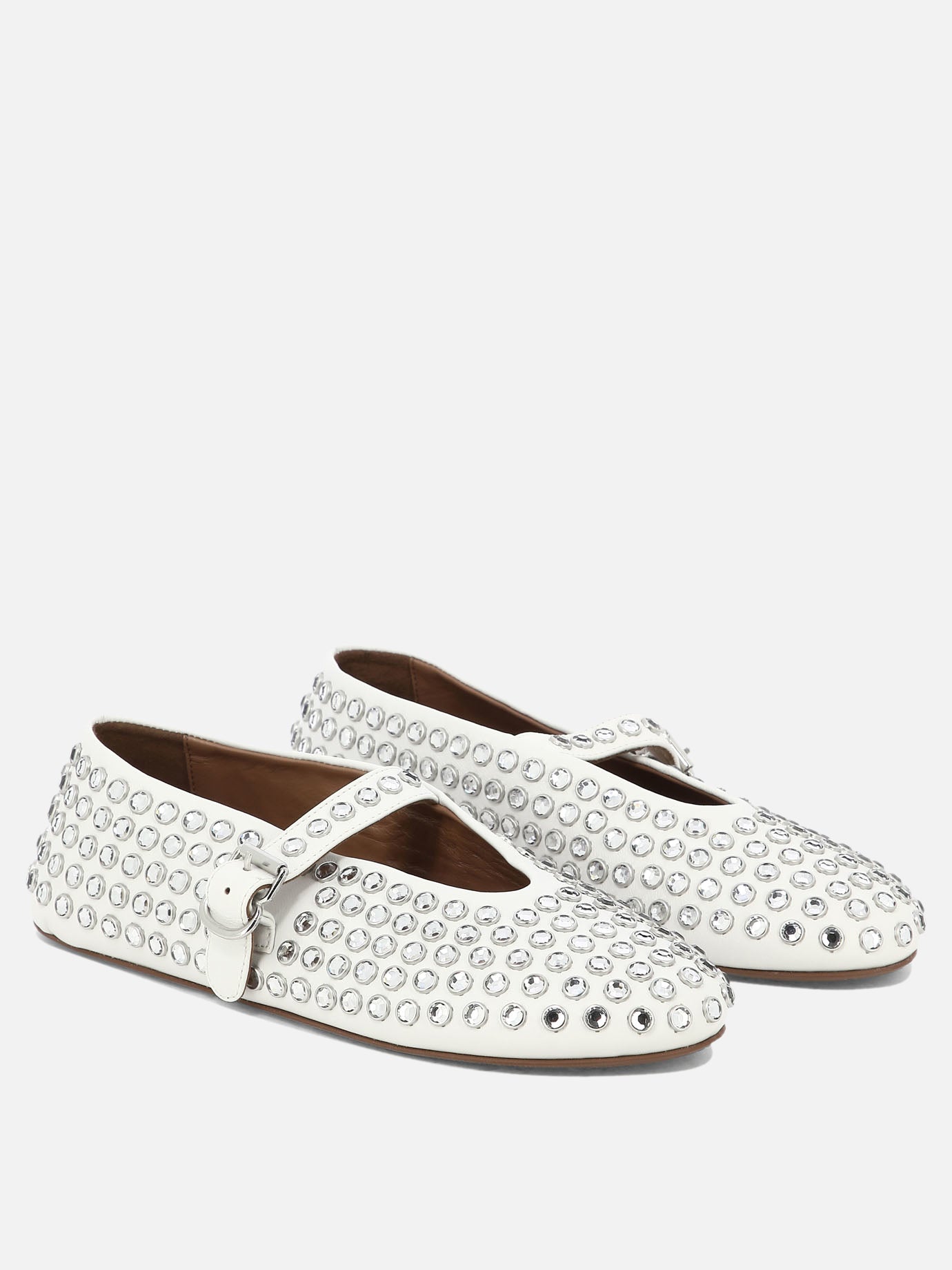 Mary Jane ballet flats 100% leather - 100% rubber  White - Alaïa Women | PDP | VIETTI Online Store | thumbnail_2