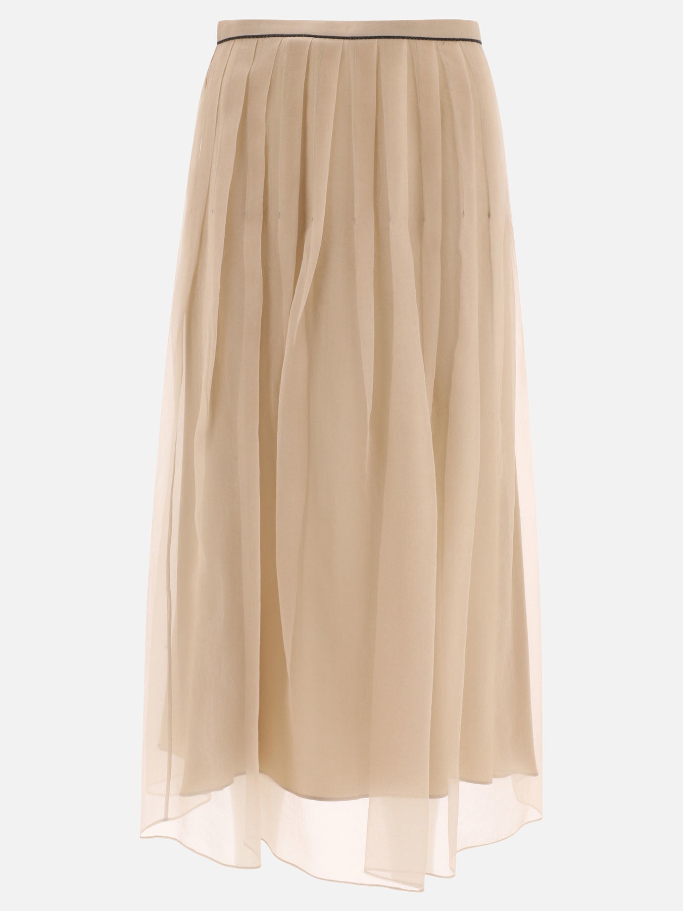 Long skirts 100% silk  Beige - Brunello Cucinelli Women | PDP | VIETTI Online Store | thumbnail