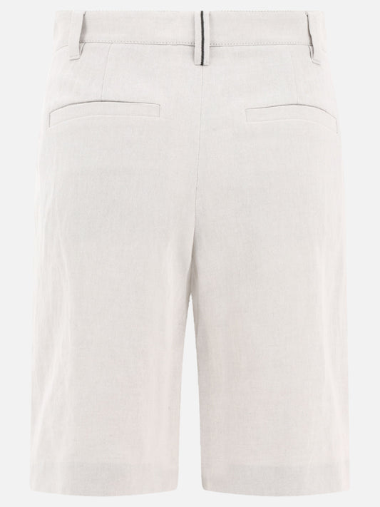 Formal shorts 80% cotton 20% linen  White - Brunello Cucinelli Women | PLP | VIETTI Online Store | 2
