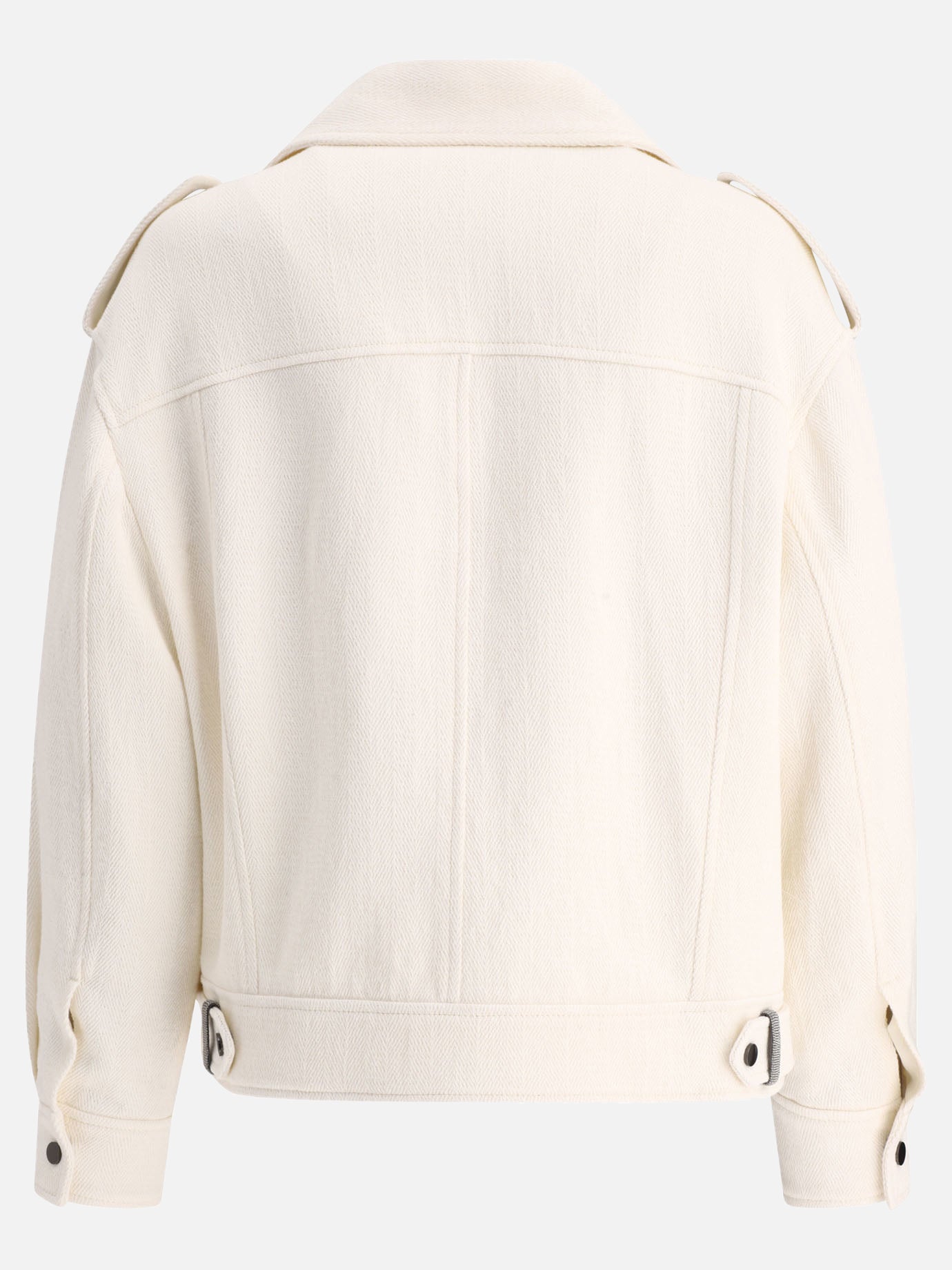 Leather jackets 66% cotton 34% linen  White - Brunello Cucinelli Women | PDP | VIETTI Online Store | Zoom-Modal_2

