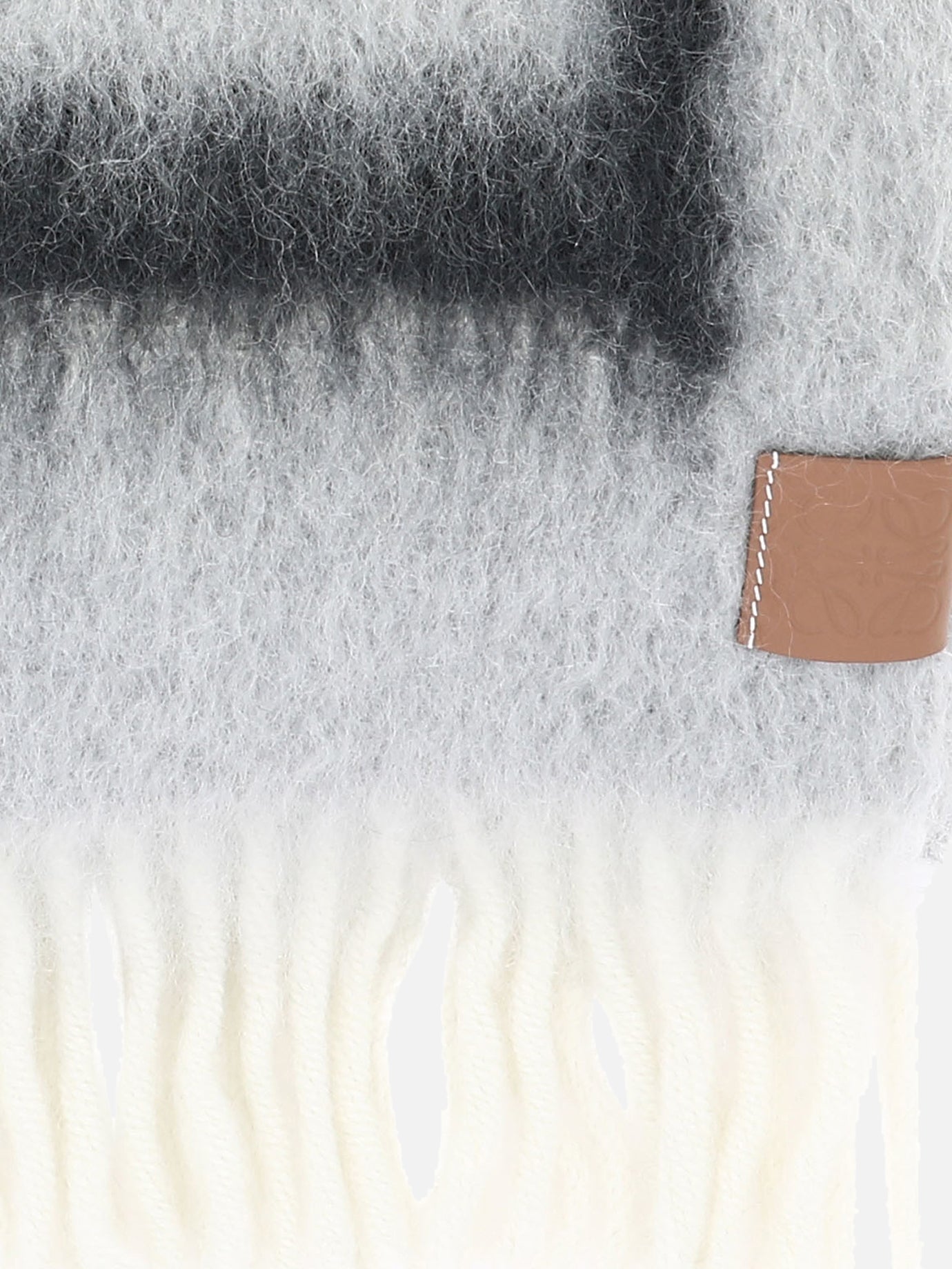 Fringed scarves 46% wool 45% mohair 5% leather 3% polyamide  Grey - Loewe Women | PDP | VIETTI Online Store | thumbnail_2