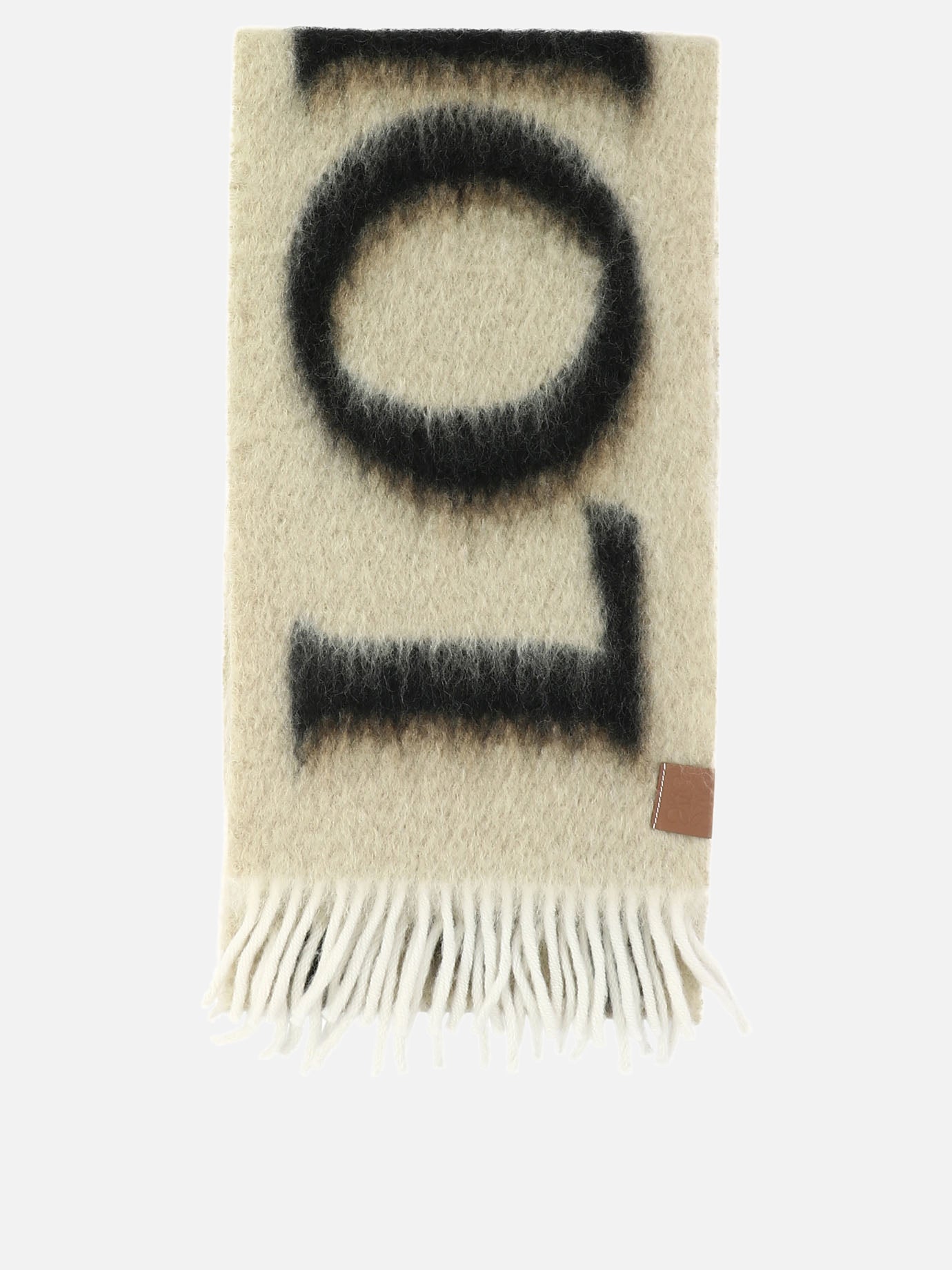 Fringed scarves 46% wool 45% mohair 5% leather 3% polyamide  Beige - Loewe Women | PDP | VIETTI Online Store | thumbnail