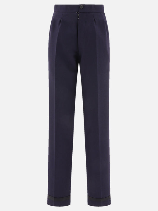 Herringbone wool pleated trousers