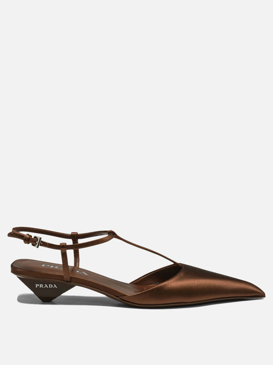 Slingbacks 100% satin - 100% leather  Brown - Prada Women | PLP | VIETTI Online Store 
