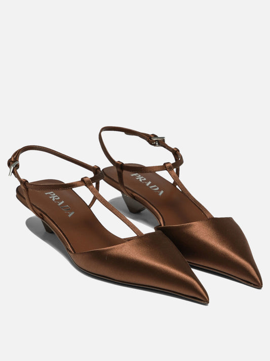 Slingbacks 100% satin - 100% leather  Brown - Prada Women | PLP | VIETTI Online Store | 2
