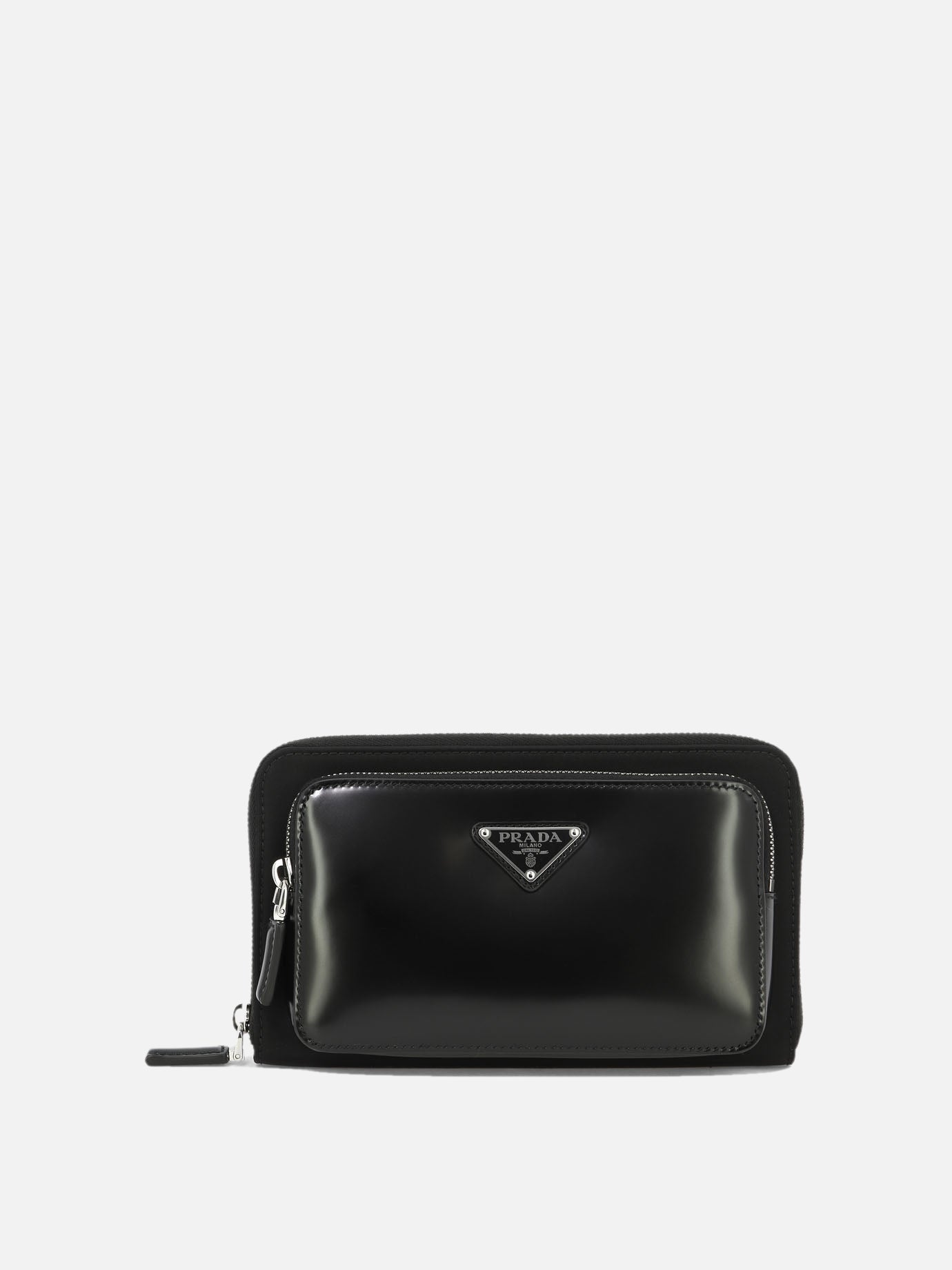 Re-Nylon and brushed leather shoulder bag