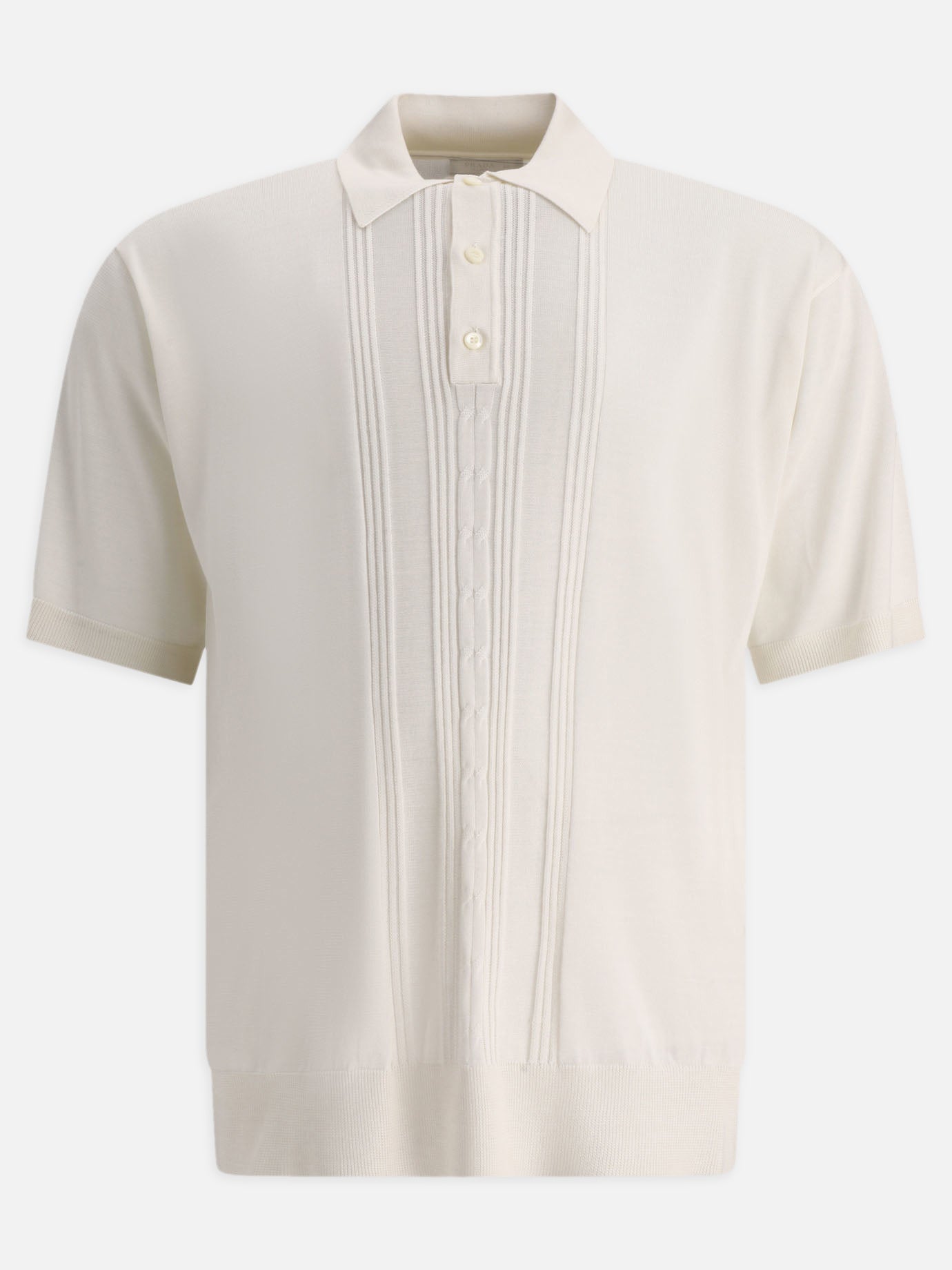Polo shirts with buttons 100% recycled silk  White - Prada Men | PDP | VIETTI Online Store | Zoom-Modal
