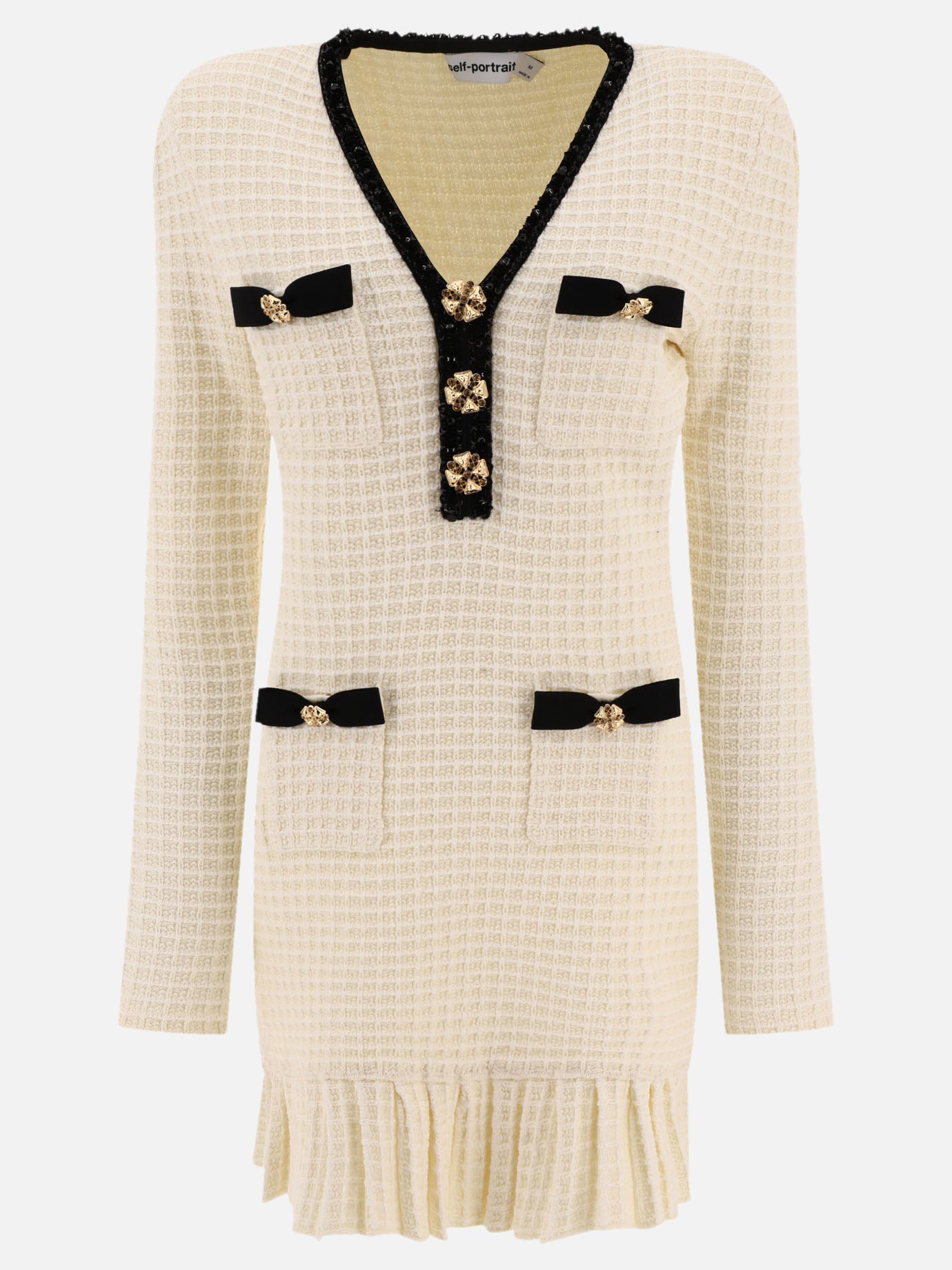 Mini dresses 54% polyester 20% cotton 12% viscose 6% polyamide 5% wool 3% metallic fibre  Beige - Self-portrait Women | PDP | VIETTI Online Store | thumbnail