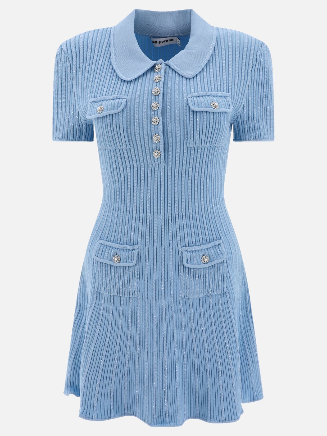 Mini dresses 58% viscose 41% polyamide 1% elastane  Light blue - Self-portrait Women | PDP | VIETTI Online Store | thumbnail