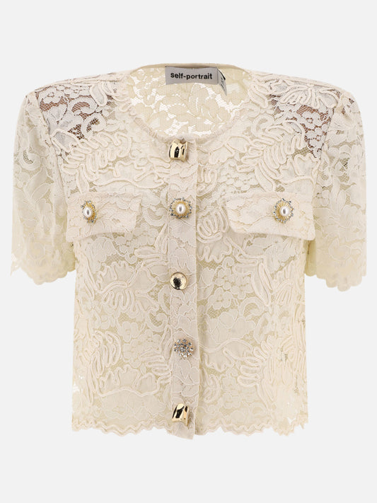 Casual tops 54% viscose 41% polyamide 5% polyester  Beige - Self-portrait Women | PLP | VIETTI Online Store 
