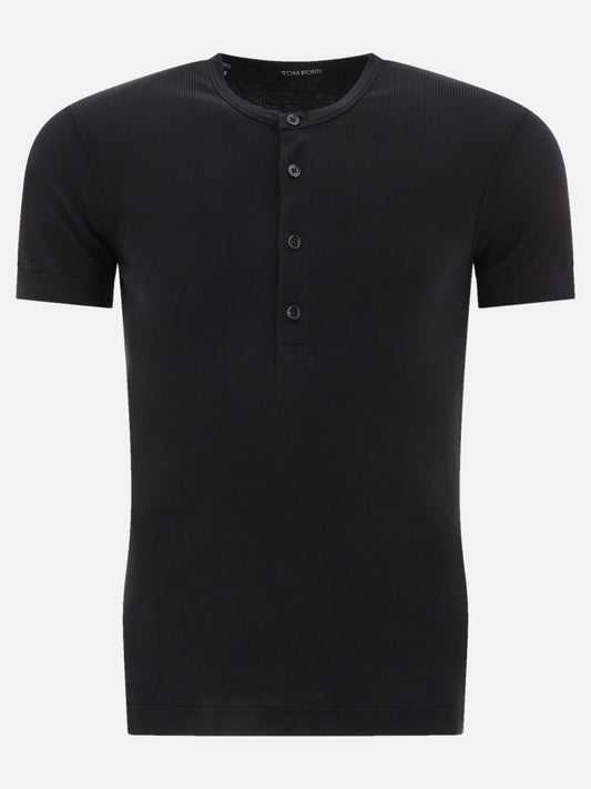 Henley t-shirts 64% lyocell 32% cotton 4% elastane  Black - Tom Ford Men | PLP | VIETTI Online Store 
