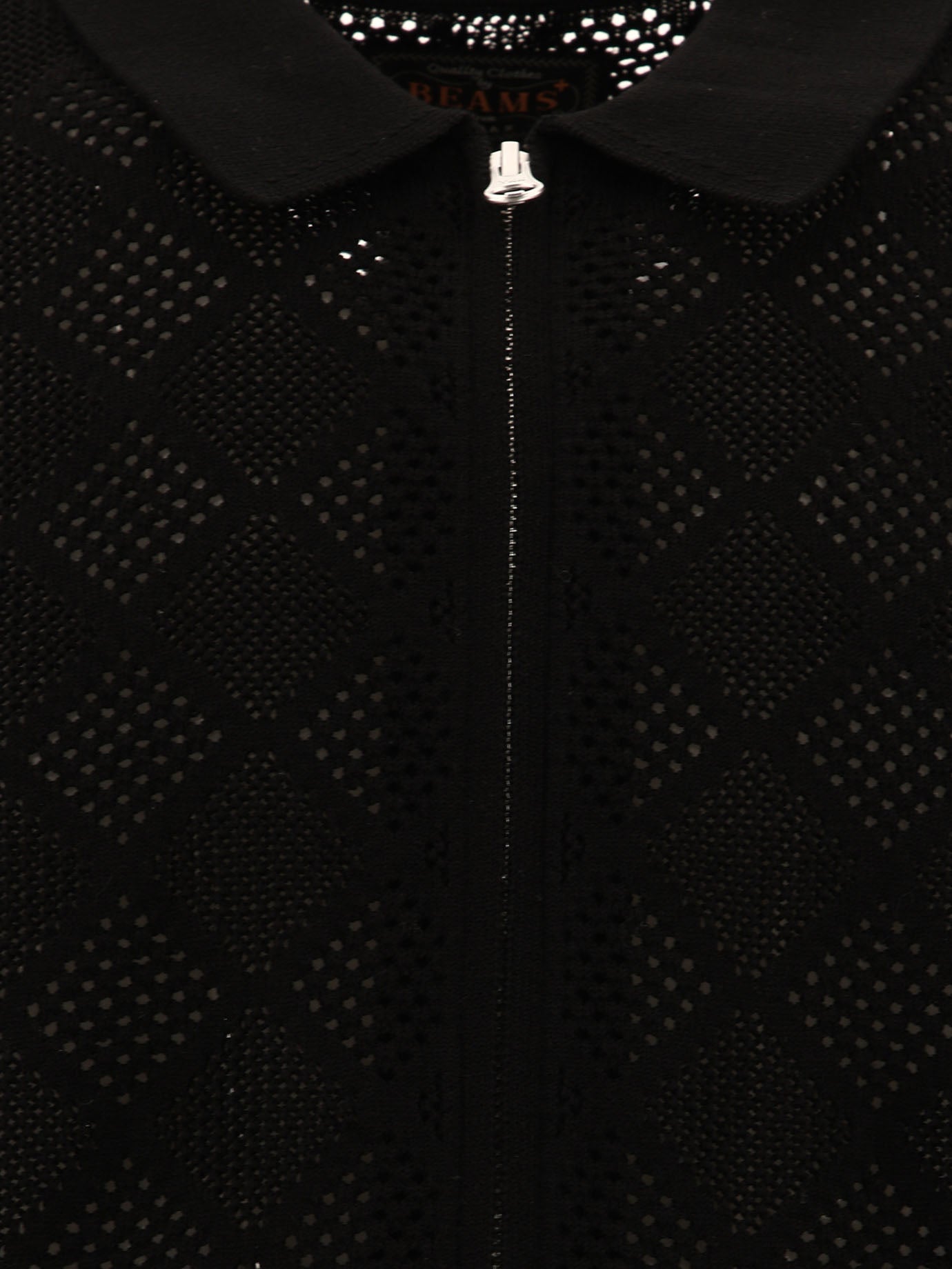 Zip knit mesh polo shirt