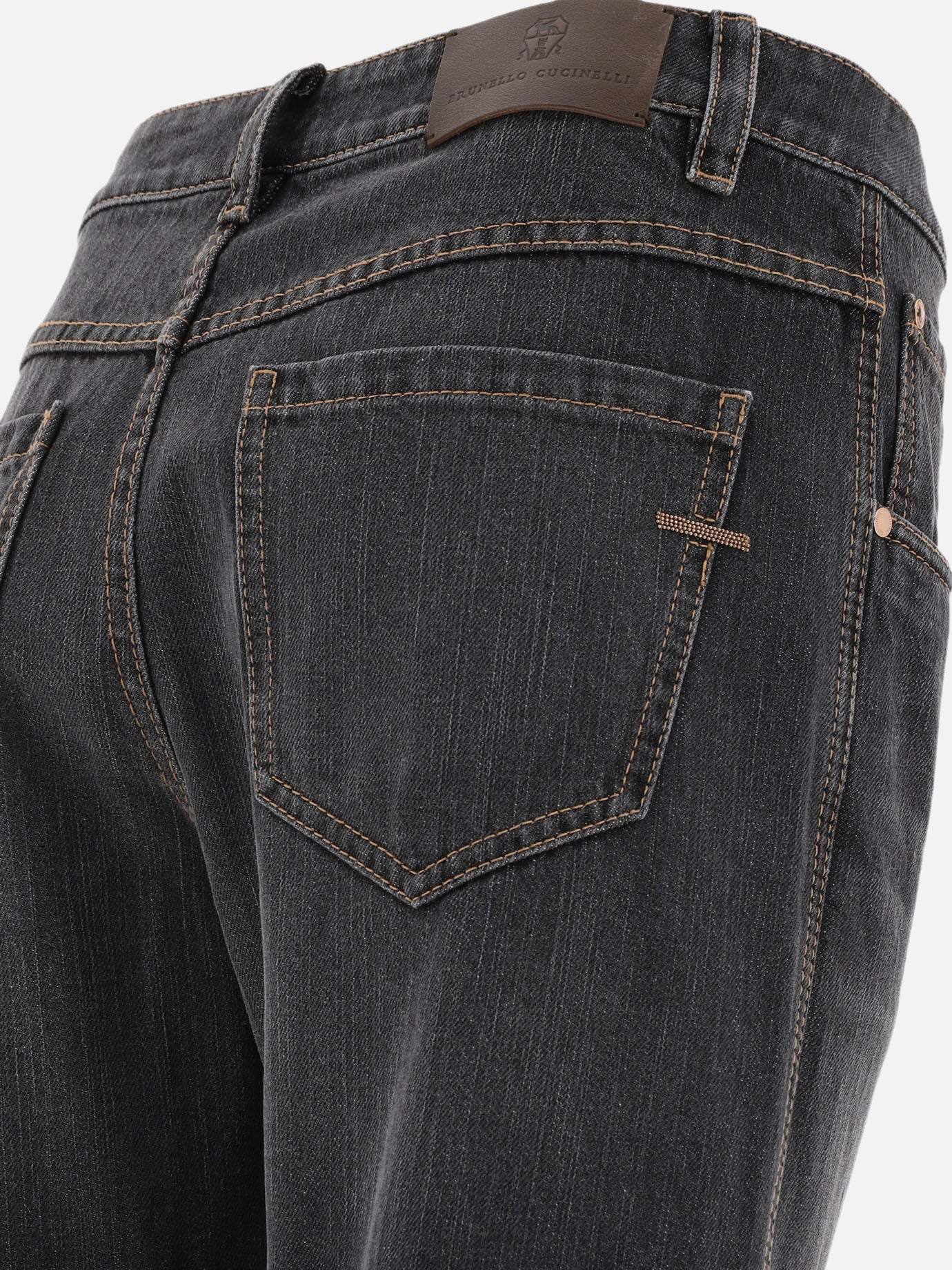 Authentic denim jeans with shiny bartack