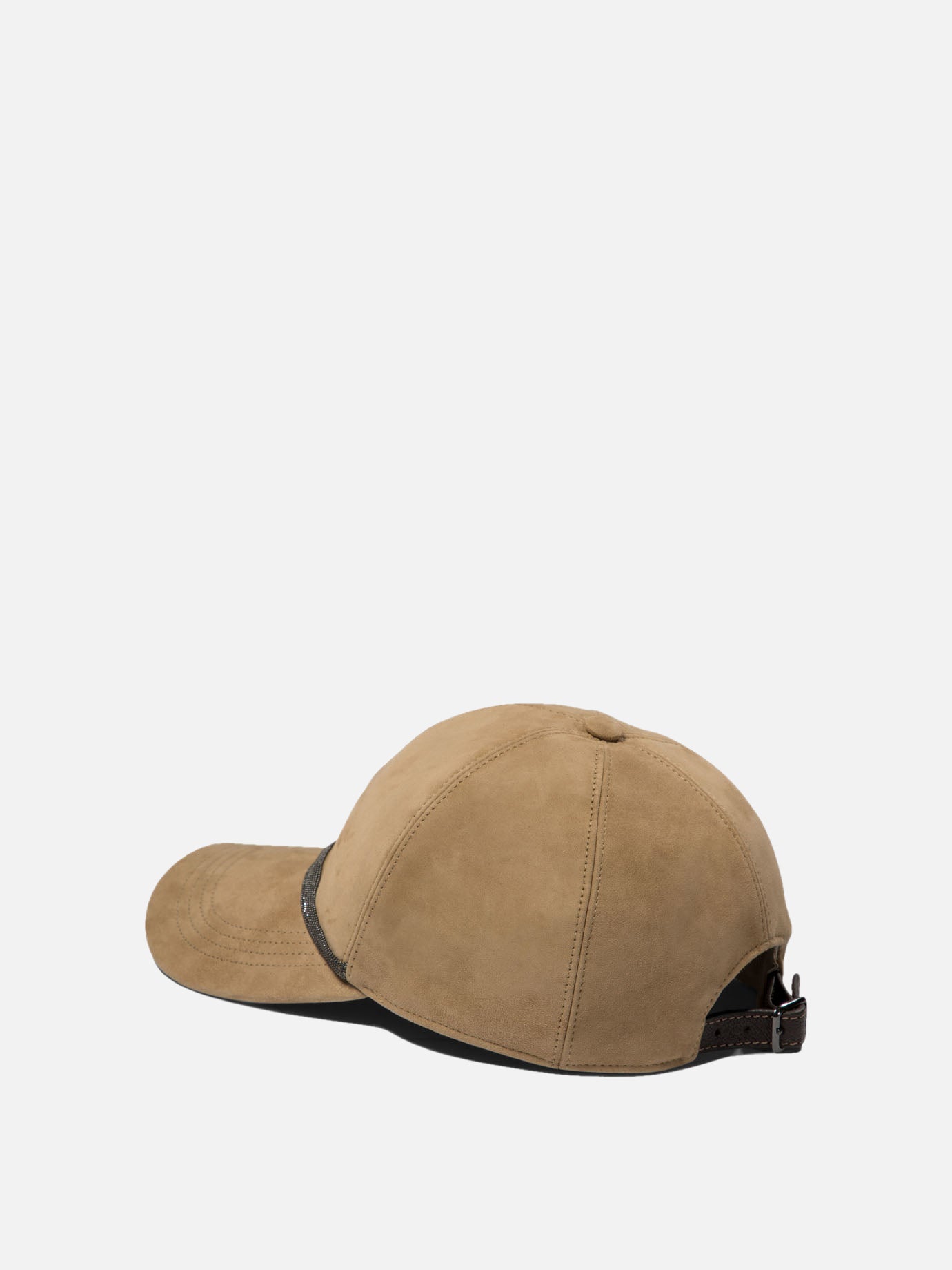 Suede baseball cap with shiny trim