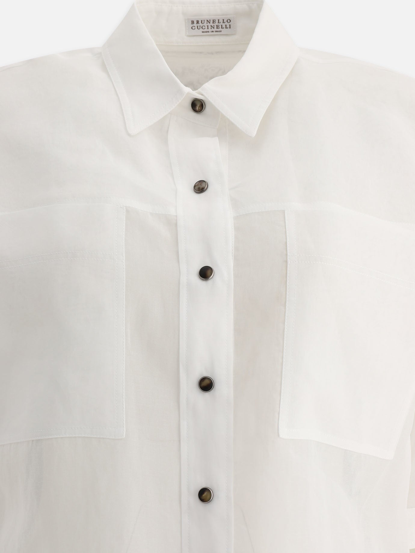 Cotton organza shirt with shiny tab