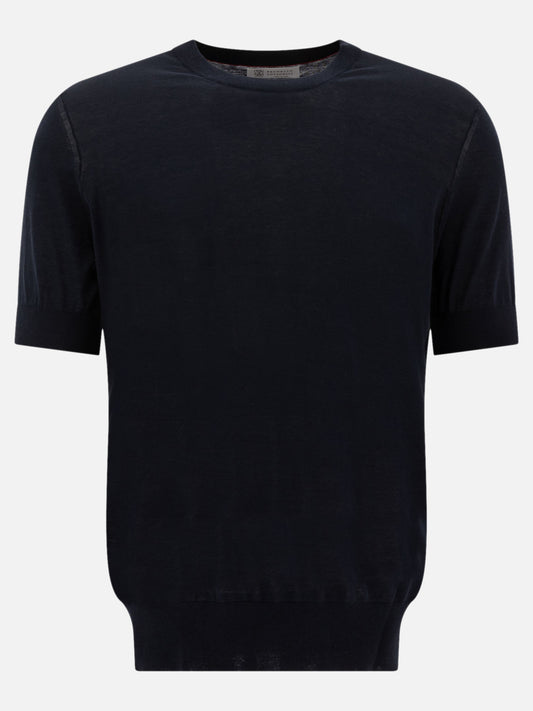 Crewneck t-shirts Solid colour  Blue - Brunello Cucinelli Men | PLP | VIETTI Online Store 
