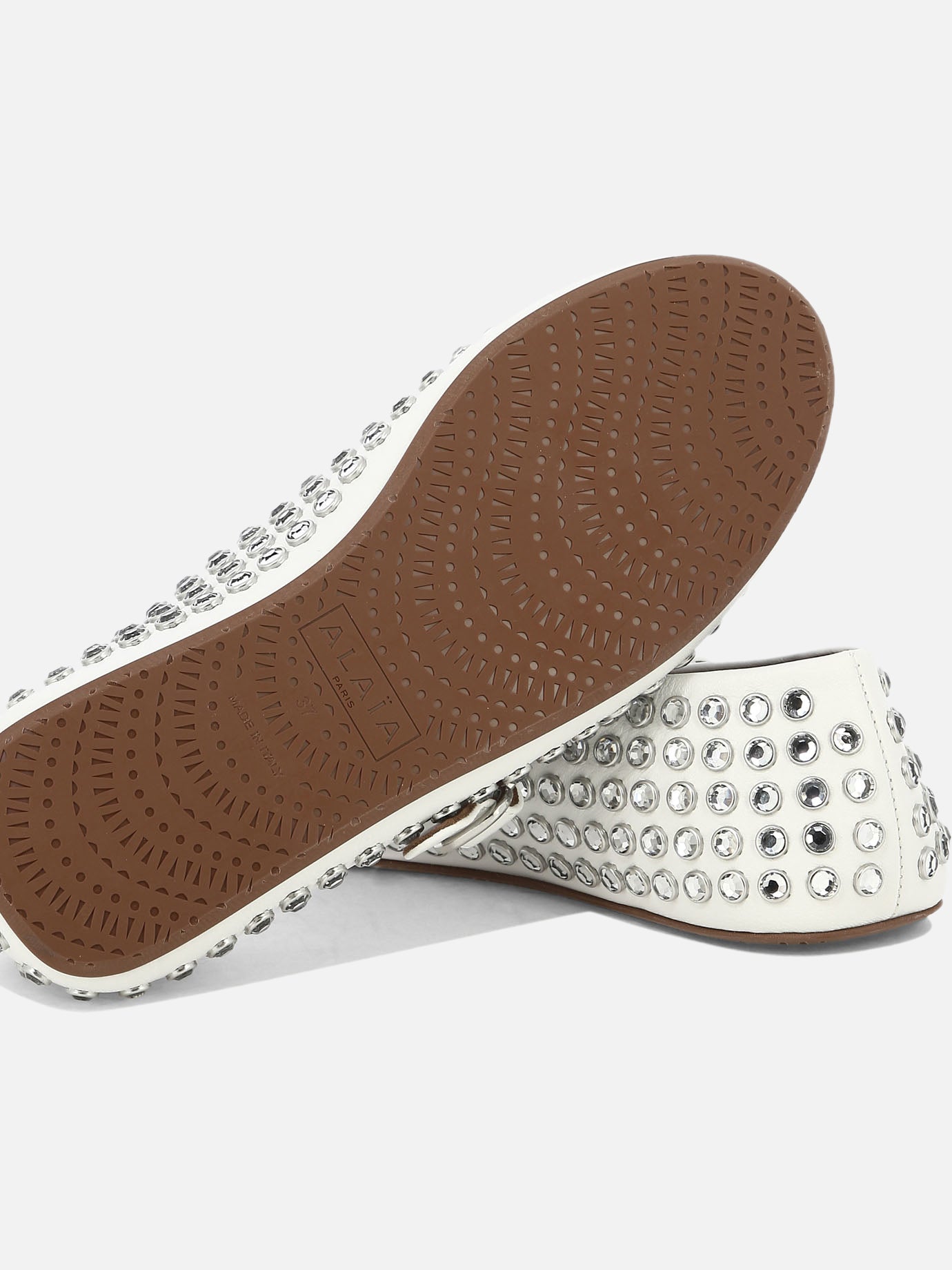 Mary Jane ballet flats 100% leather - 100% rubber  White - Alaïa Women | PDP | VIETTI Online Store | thumbnail_5