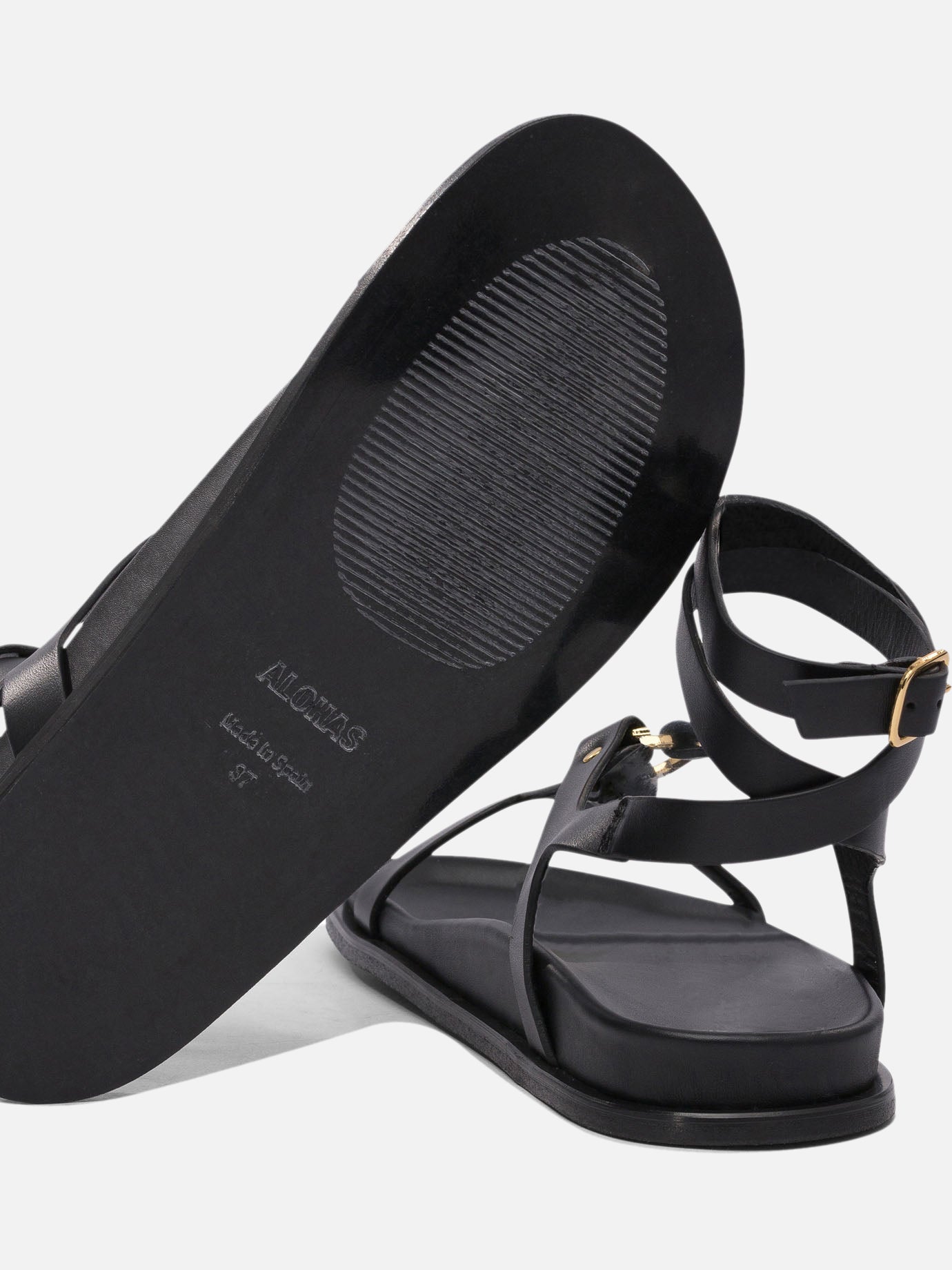 Flat sandals 100% cow leather - 100% cuerolite  Black - Alohas Women | PDP | VIETTI Online Store | thumbnail_5