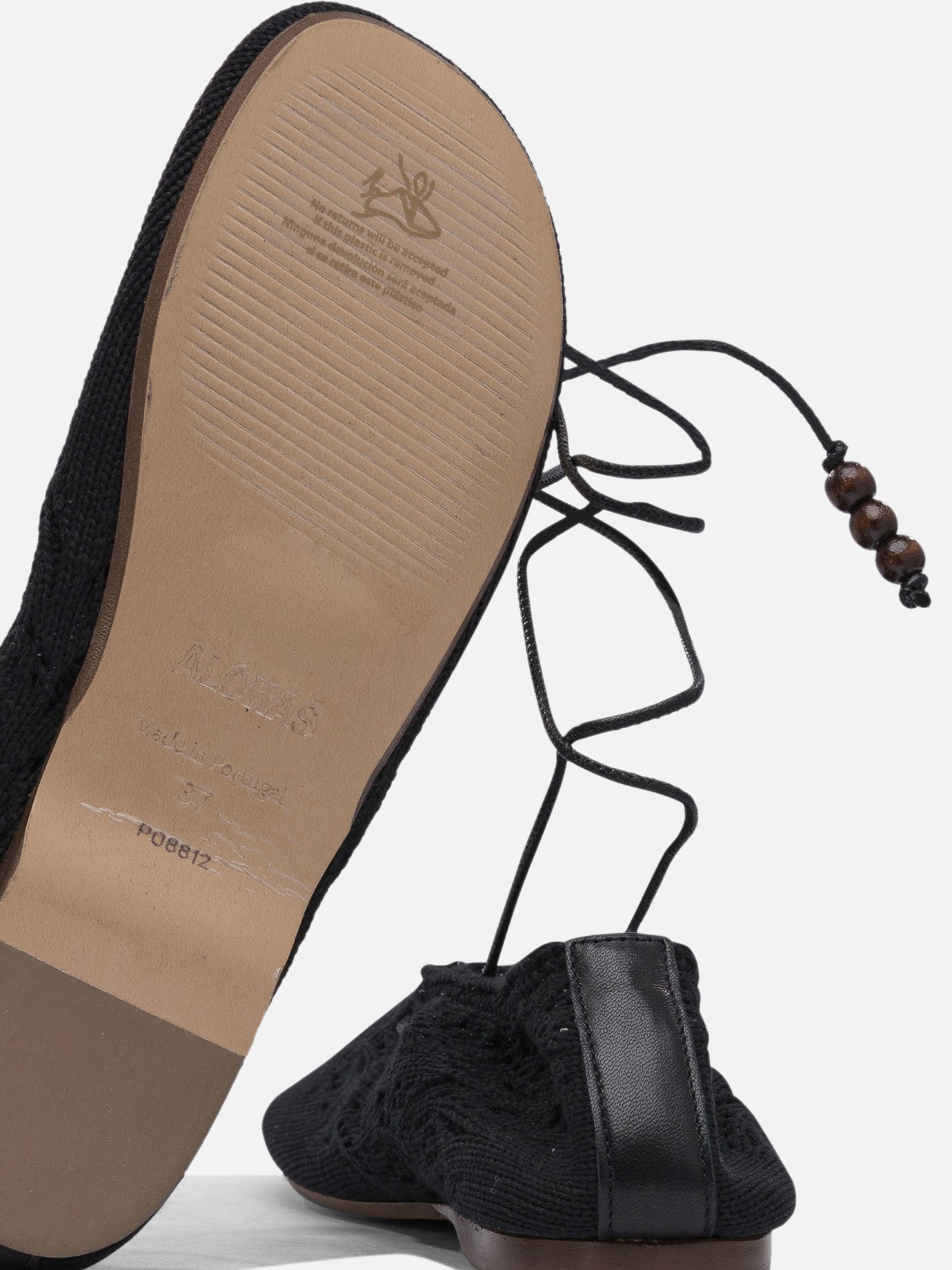 Classic ballet flats 50% relycled cotton 50% recycled polyester - 100% neolite  Black - Alohas Women | PDP | VIETTI Online Store | thumbnail_5