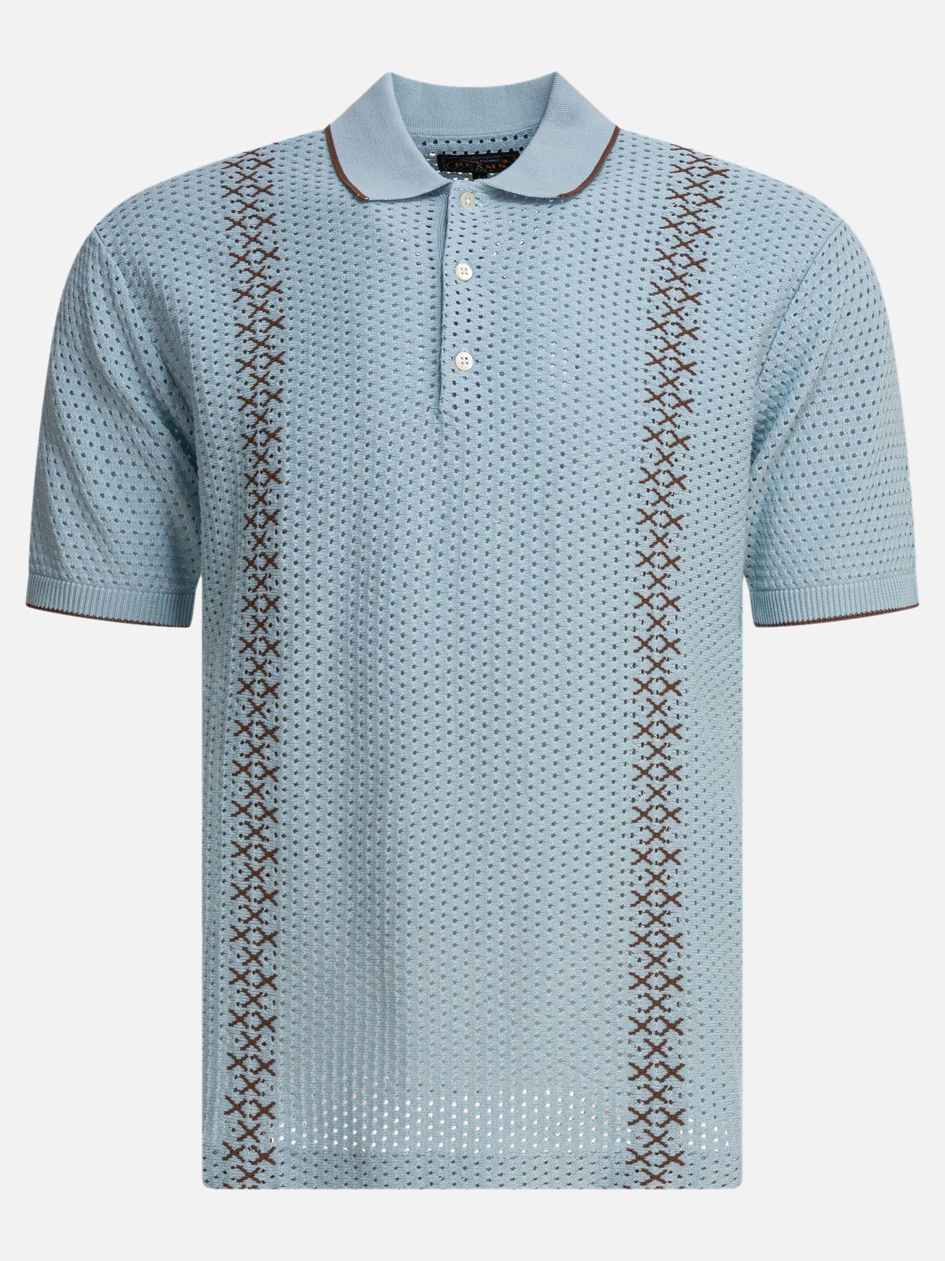 Beams Plus Perforated polo shirt 17780843_S Light blue thumbnail_1