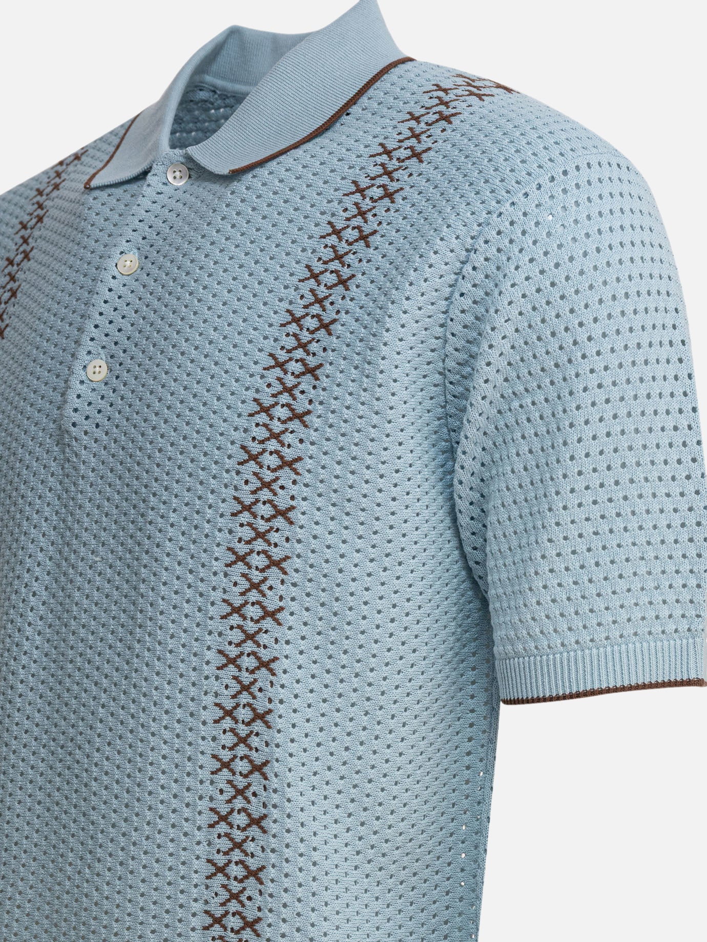 Beams Plus Perforated polo shirt 17780843_S Light blue thumbnail_3