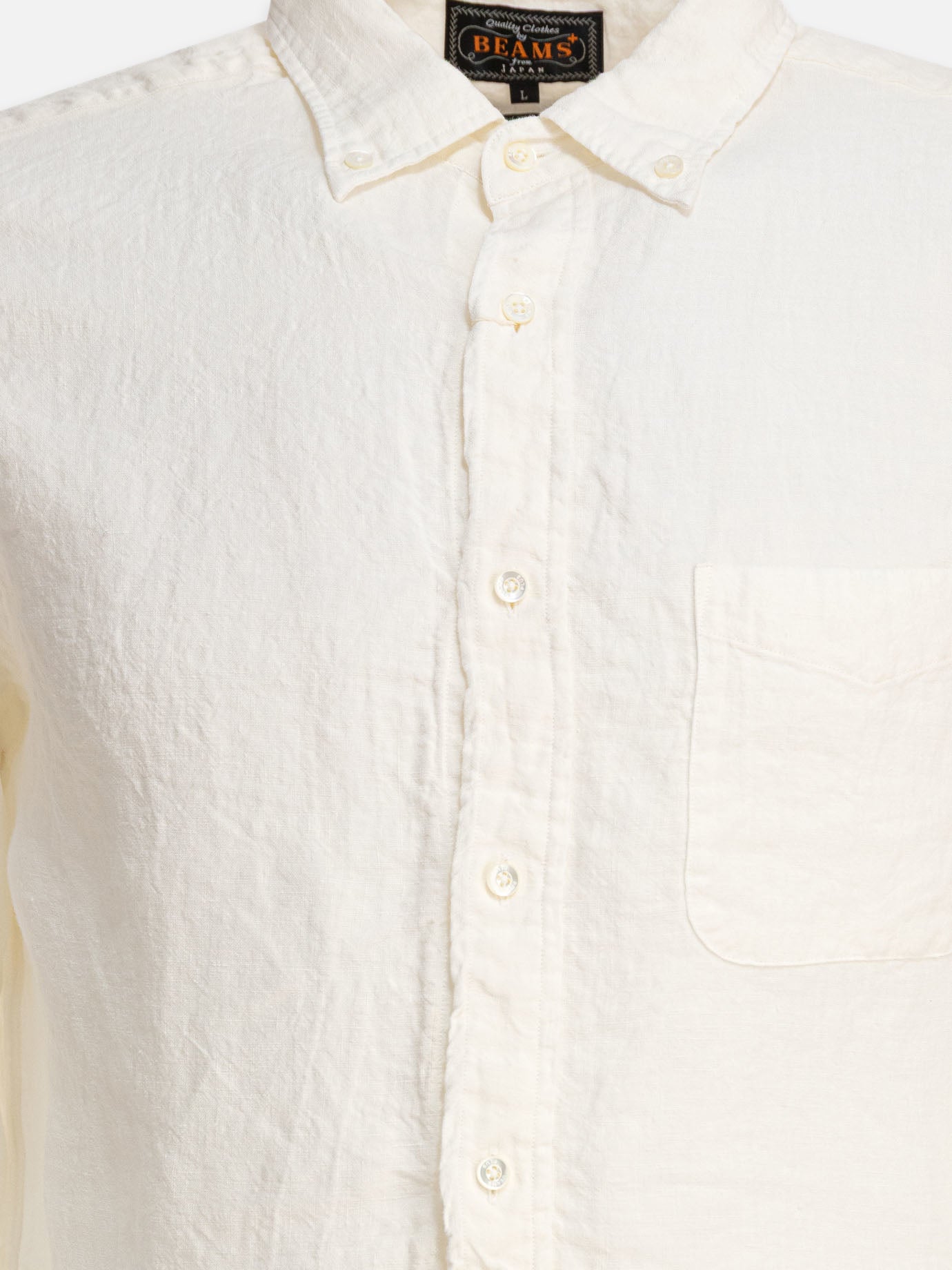 Beams Plus &quot;Linen Solid&quot; Shirt 18874128_S White thumbnail_3