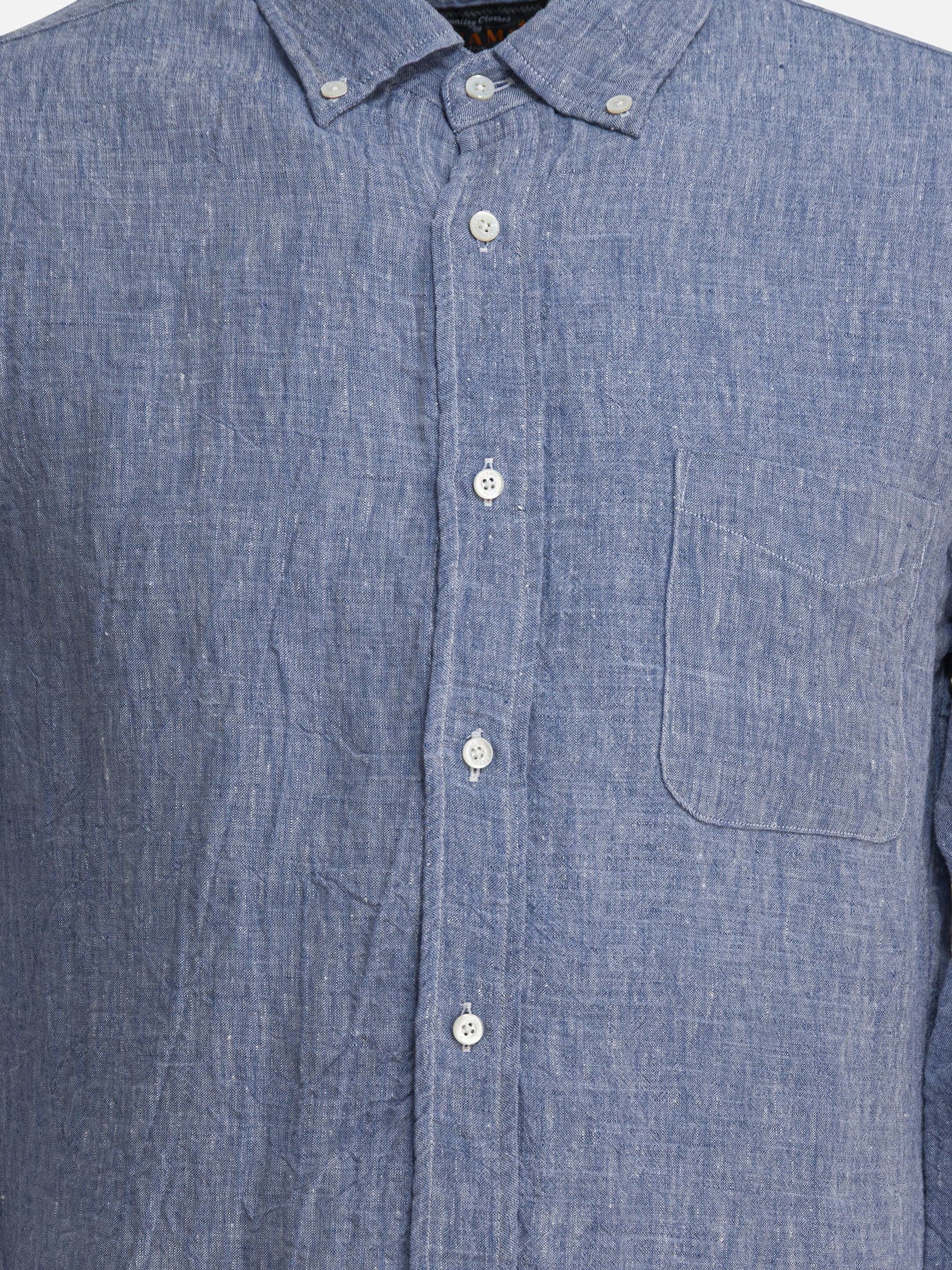 Beams Plus &quot;Linen Solid&quot; Shirt 14448201_S Blue thumbnail_3