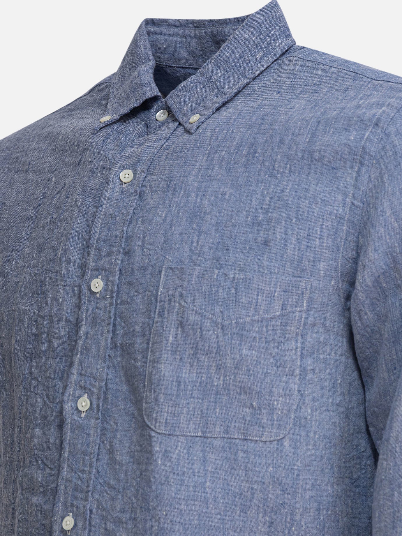 Beams Plus &quot;Linen Solid&quot; Shirt 14448201_S Blue thumbnail_8