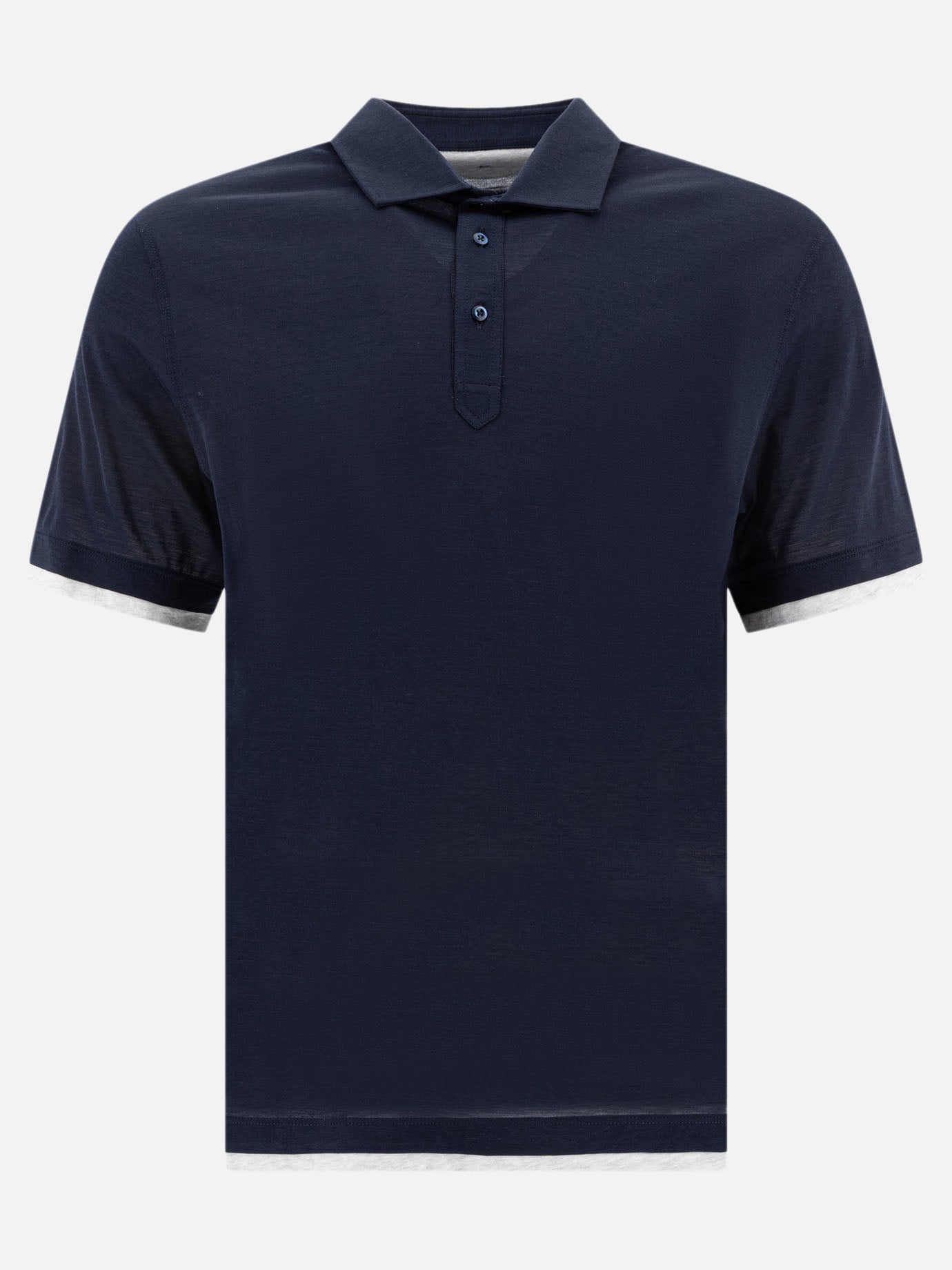 Polo shirts with buttons Solid colour  Blue - Brunello Cucinelli Men | PDP | VIETTI Online Store | thumbnail