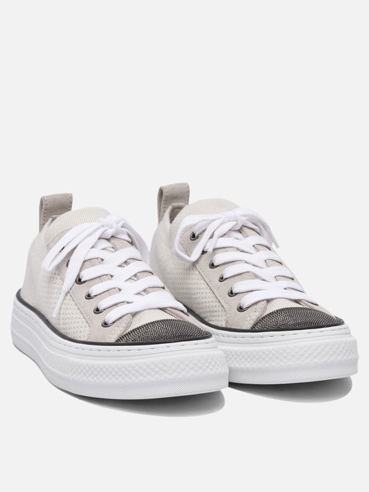 Low top sneakers 50% leather 50% cotton - 100% rubber  Beige - Brunello Cucinelli Women | PLP | VIETTI Online Store | 2
