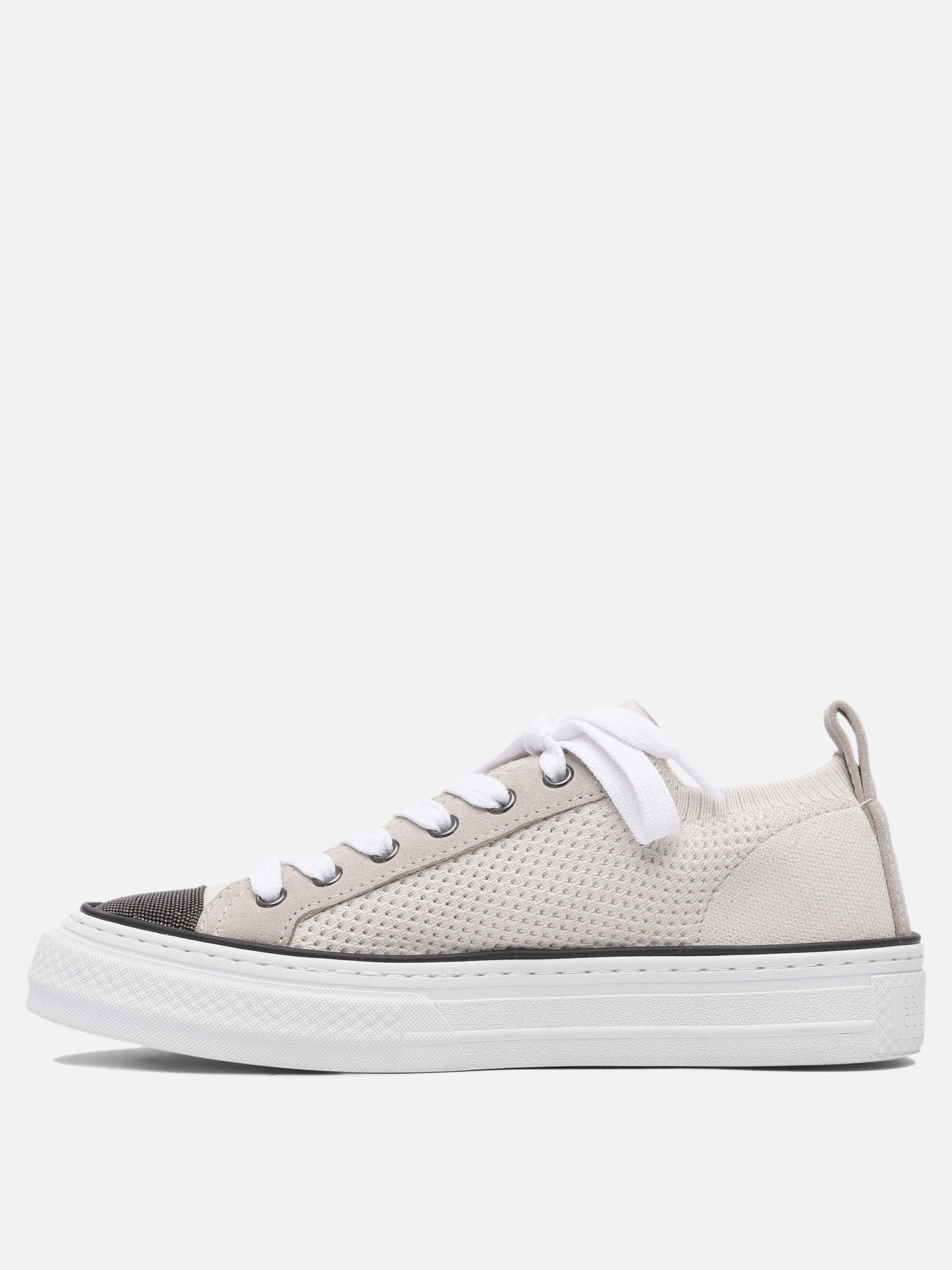 Low top sneakers 50% leather 50% cotton - 100% rubber  Beige - Brunello Cucinelli Women | PDP | VIETTI Online Store | thumbnail_3