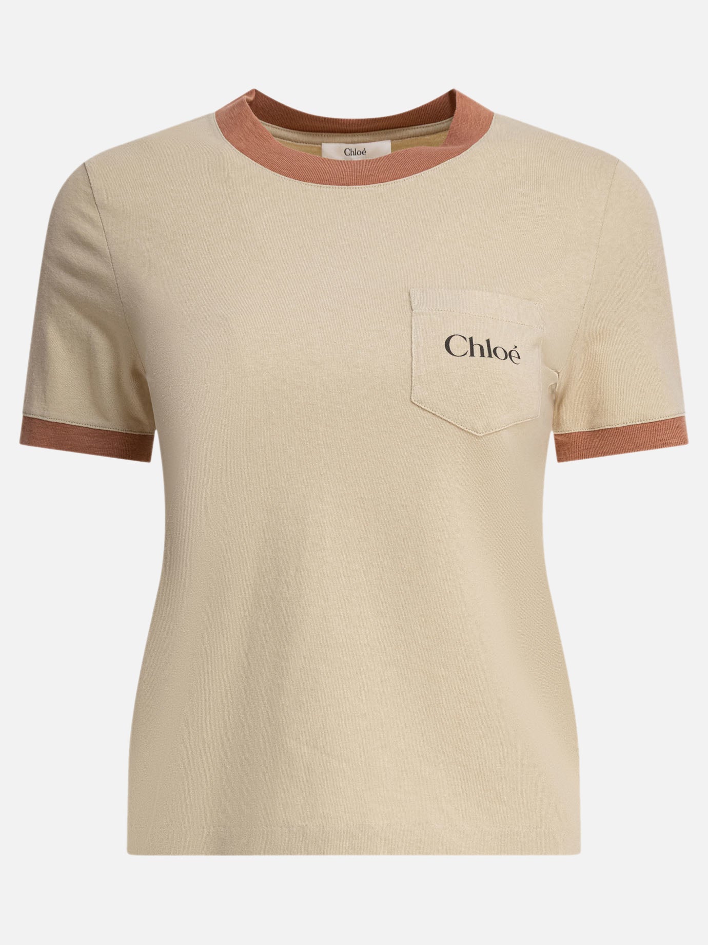 Chloé Cotton jersey T-shirt with logo 11004400_M Beige thumbnail_1