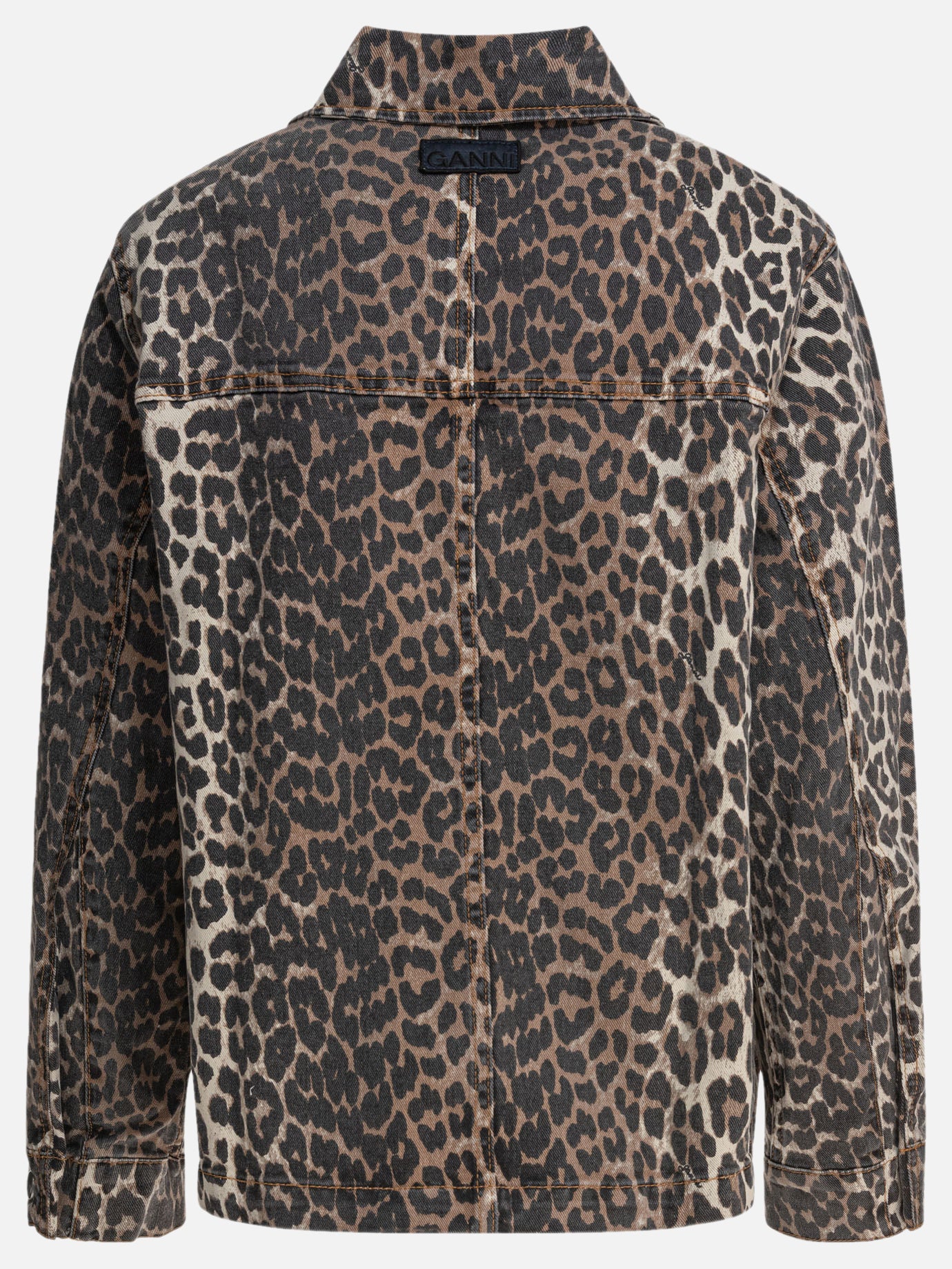 Ganni Leopard denim jacket 14152188_38 Brown thumbnail_2