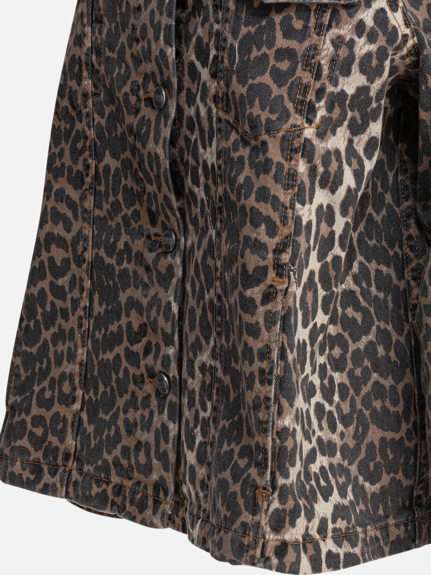 Ganni Leopard denim jacket 14152188_38 Brown thumbnail_4