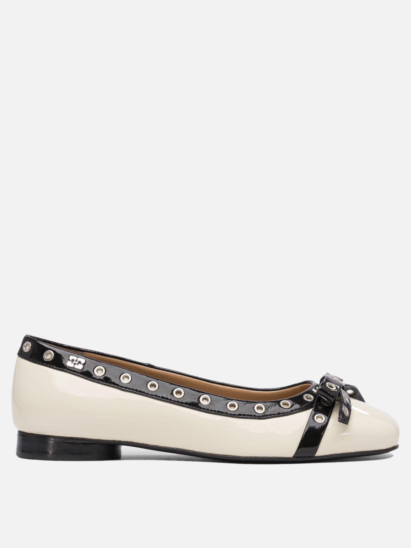 Ganni Eyelet bow ballet flats 18737711_36 White thumbnail_1