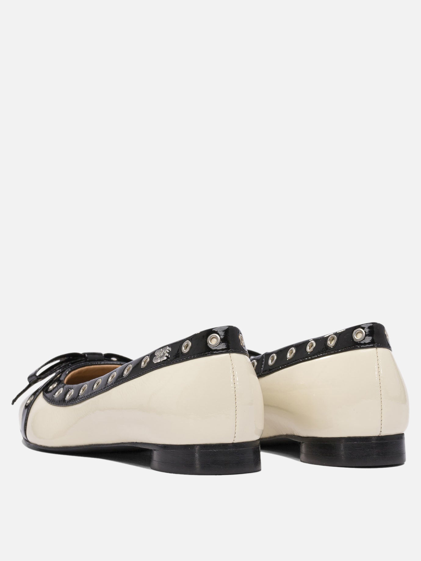 Ganni Eyelet bow ballet flats 18737711_36 White thumbnail_4