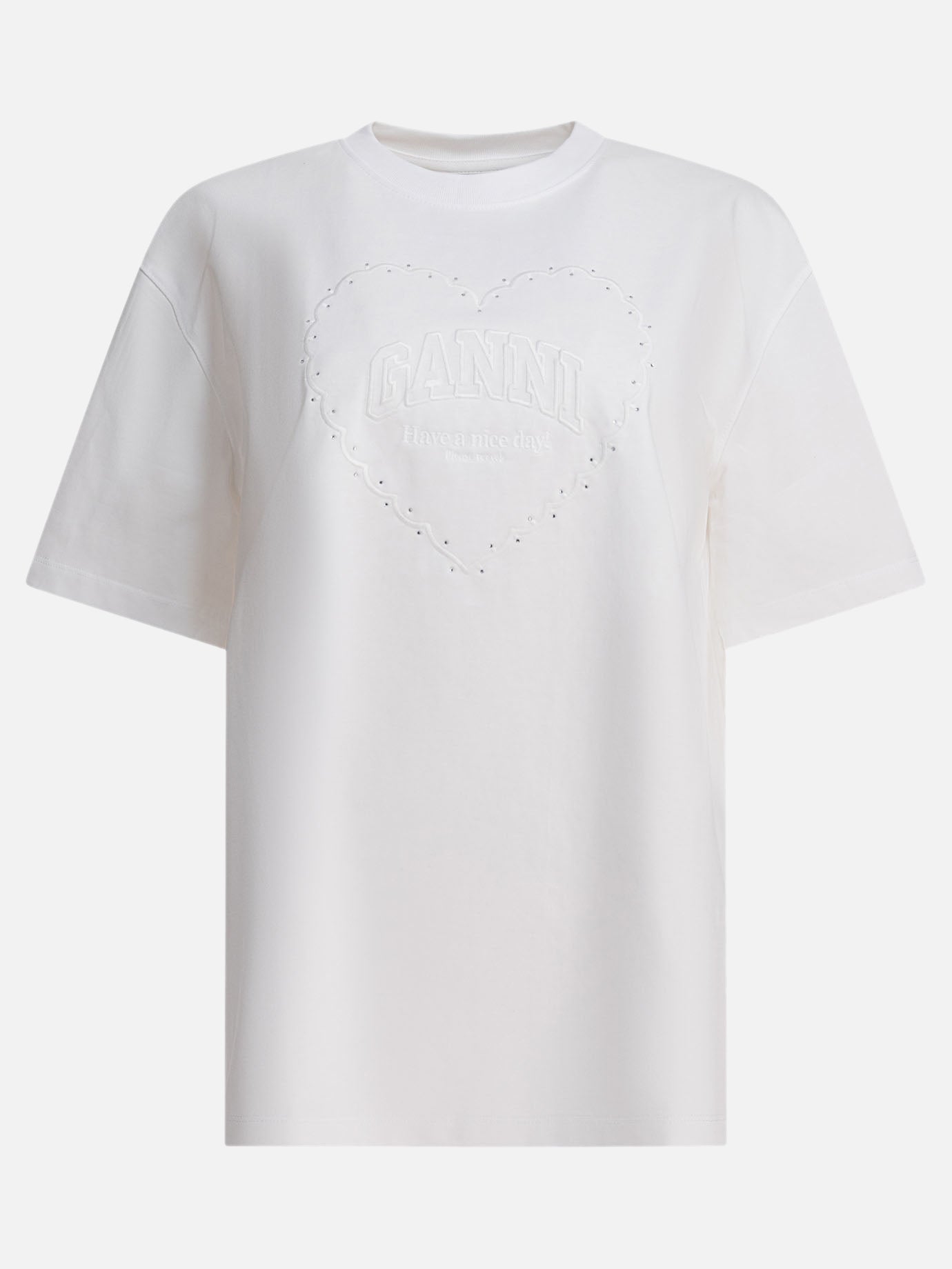 Ganni Cotton t-shirt with logo 19943362_XS White thumbnail_1