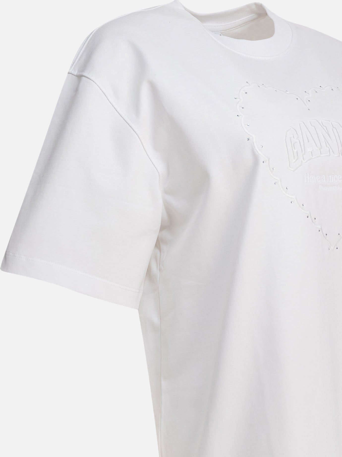 Ganni Cotton t-shirt with logo 19943362_XS White thumbnail_4