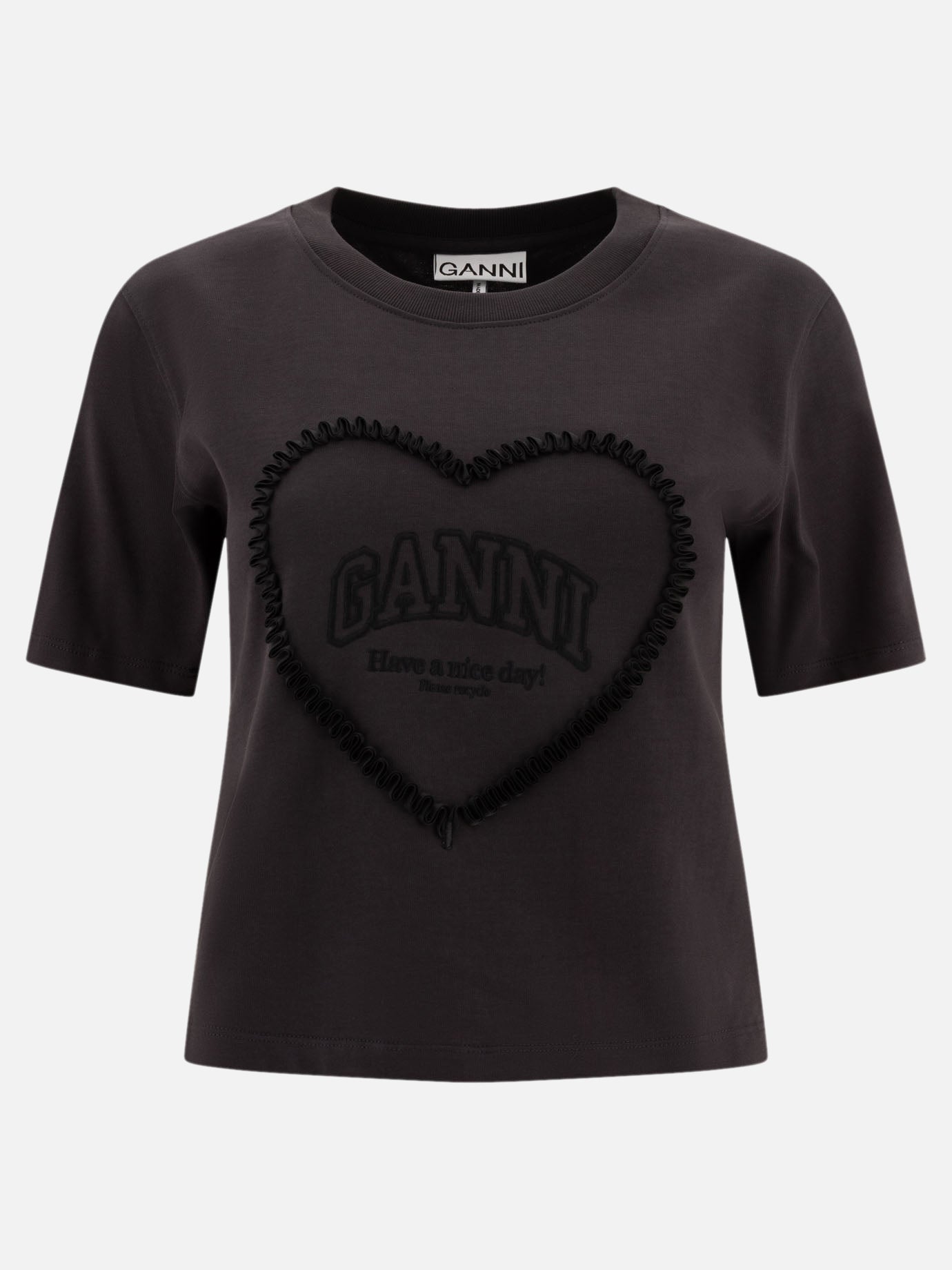 Ganni Cotton t-shirt with logo 10826693_XS Black thumbnail_1