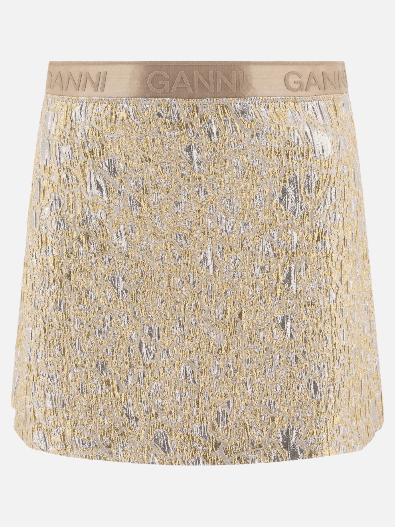 Miniskirts Logo  Gold - Ganni Women | PDP | VIETTI Online Store | Zoom-Modal
