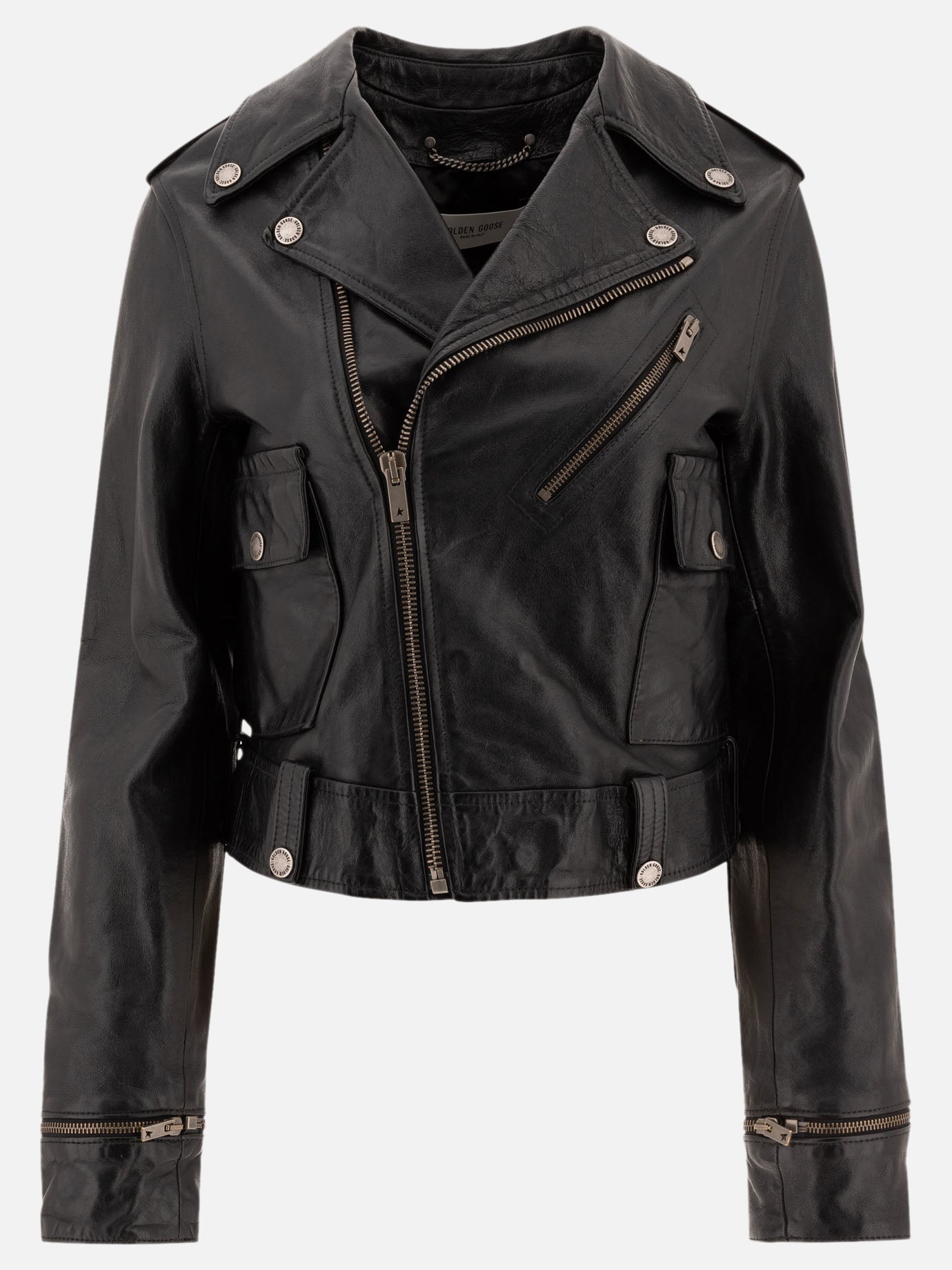 Leather jackets Solid colour  Black - Golden Goose Women | PDP | VIETTI Online Store | thumbnail