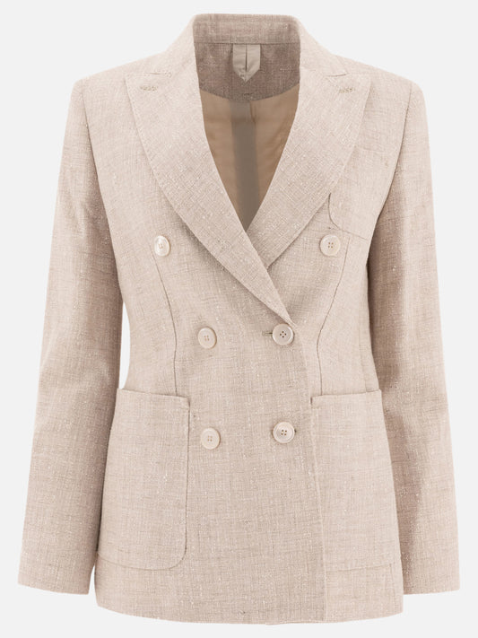 Max Mara Double-breasted blazer in frisé 13289072_42 Beige 1