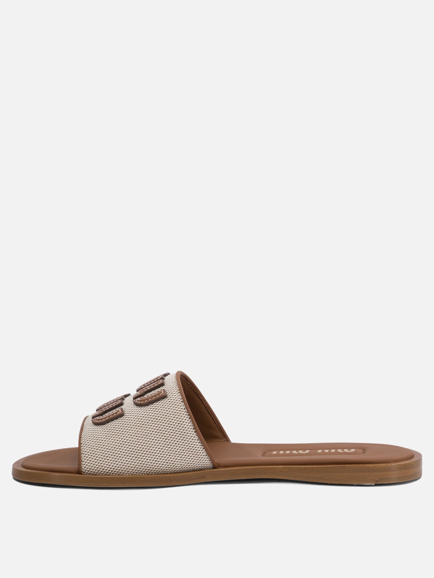 Canvas and leather slides