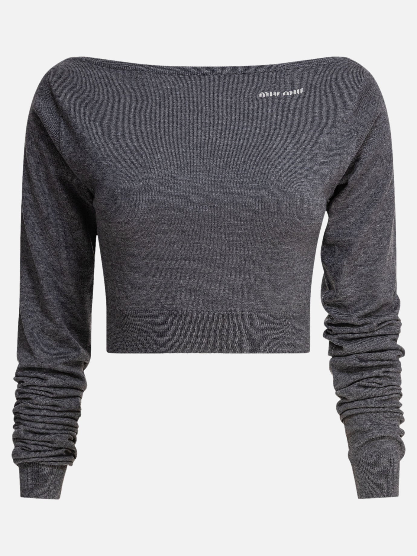 Miu Miu Cropped sweater 12348422_38 Grey thumbnail_1