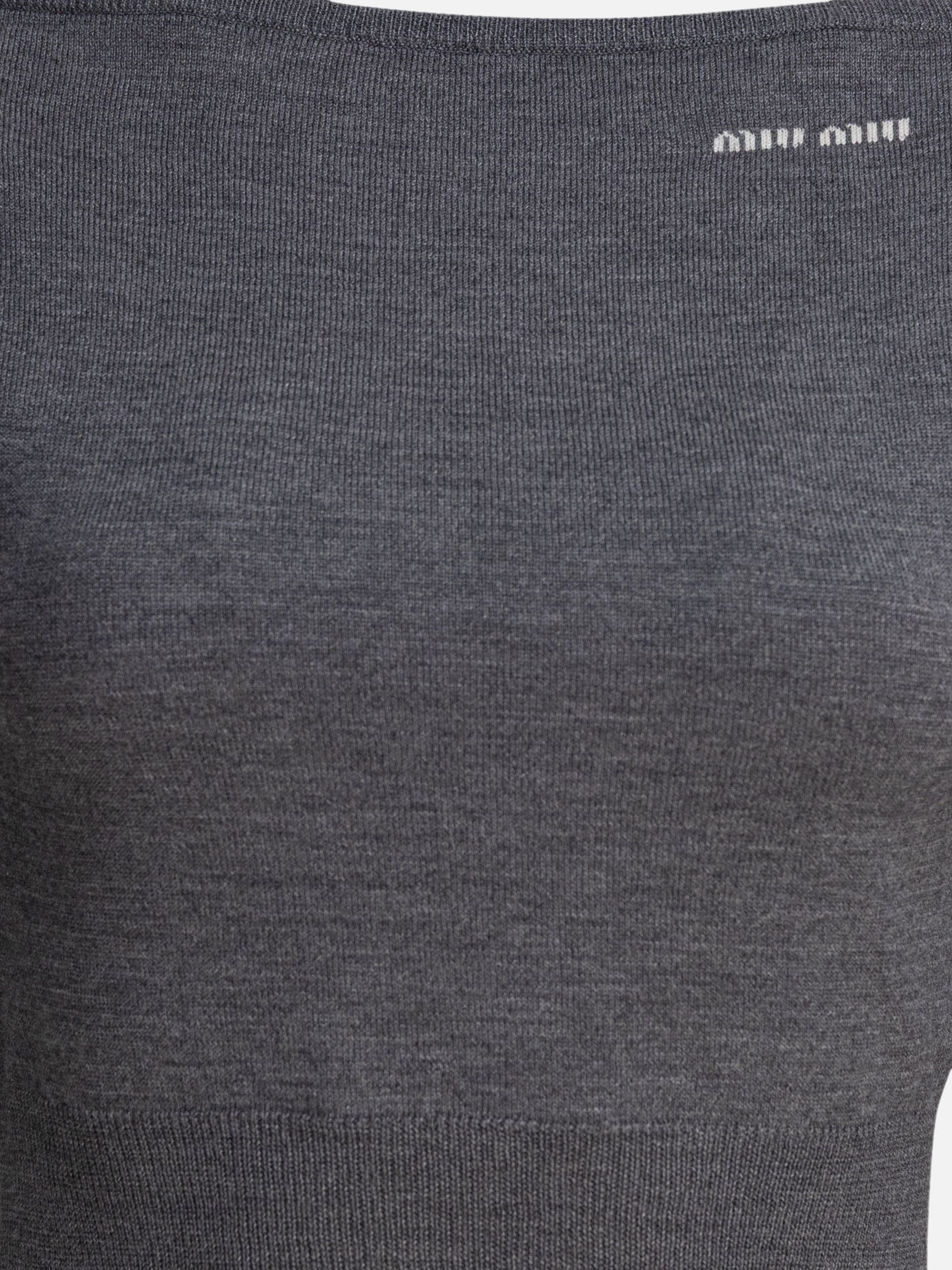 Miu Miu Cropped sweater 12348422_38 Grey thumbnail_3