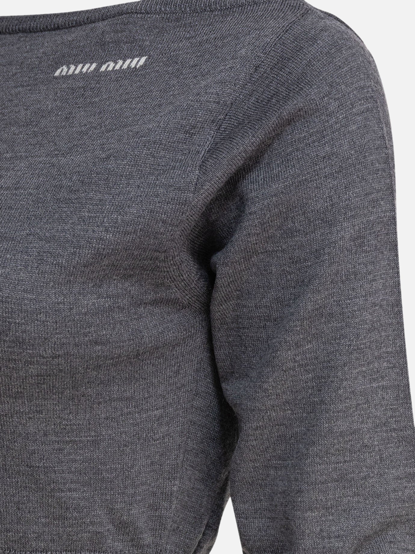 Miu Miu Cropped sweater 12348422_38 Grey thumbnail_4