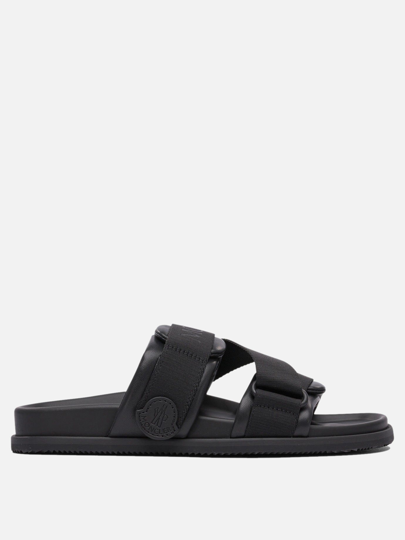 Flat sandals 100% leather - 100% elastodiene  Black - Moncler Women | PDP | VIETTI Online Store | thumbnail