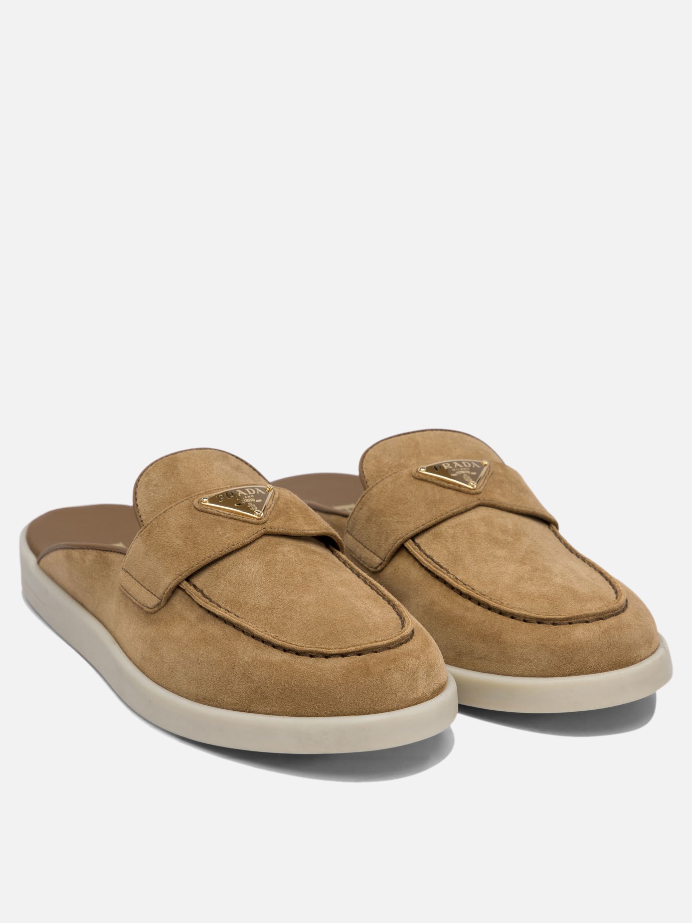 Prada Suede leather sabots 12436292_36 Brown thumbnail_2